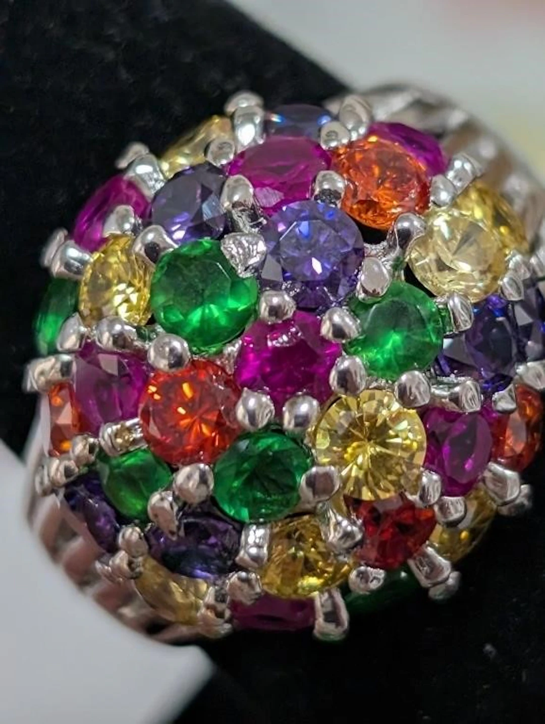 $200, Silver(7.89g), Multi Gemstone CocktailRing