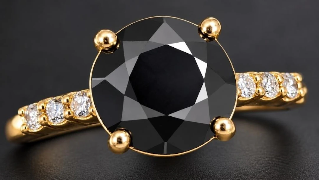 $4000, 10k(2.2g), black diamond (2.5+0.06ct)ring