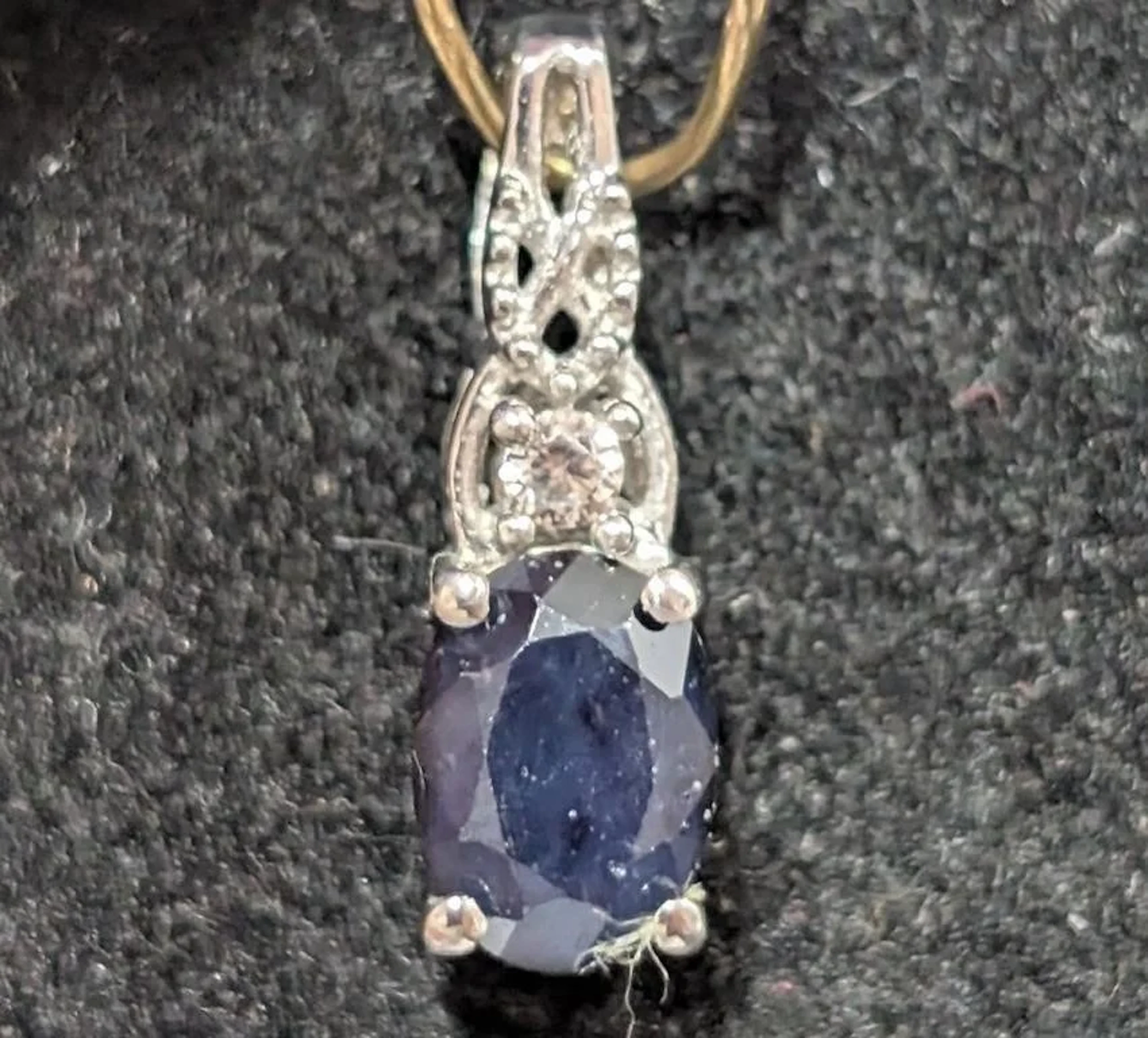 $45, SilverSapphire&cz (1ct)Pendant, appraised/ret