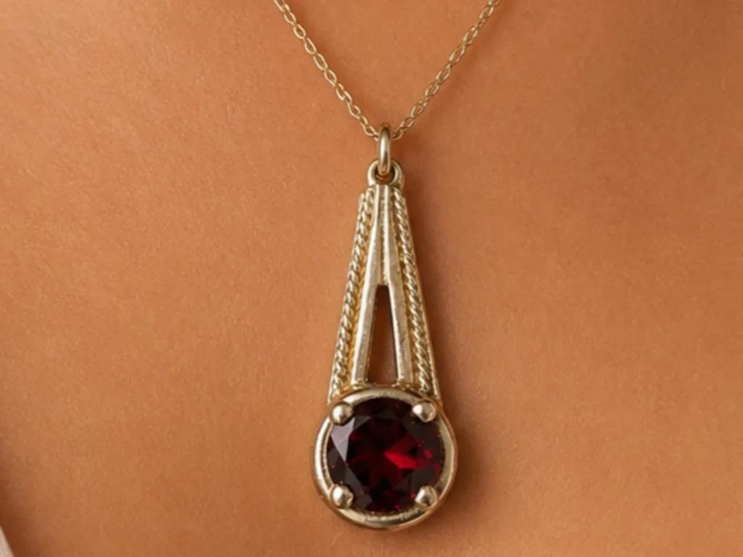 $110, Silver(4.39g), GarnetPendant, appraised/reta