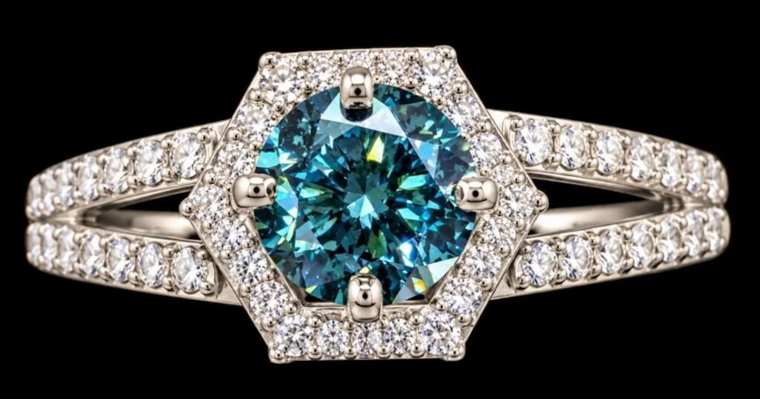 $3000, 10k(1.95g), blue lab diamond (0.4ct), cz (0