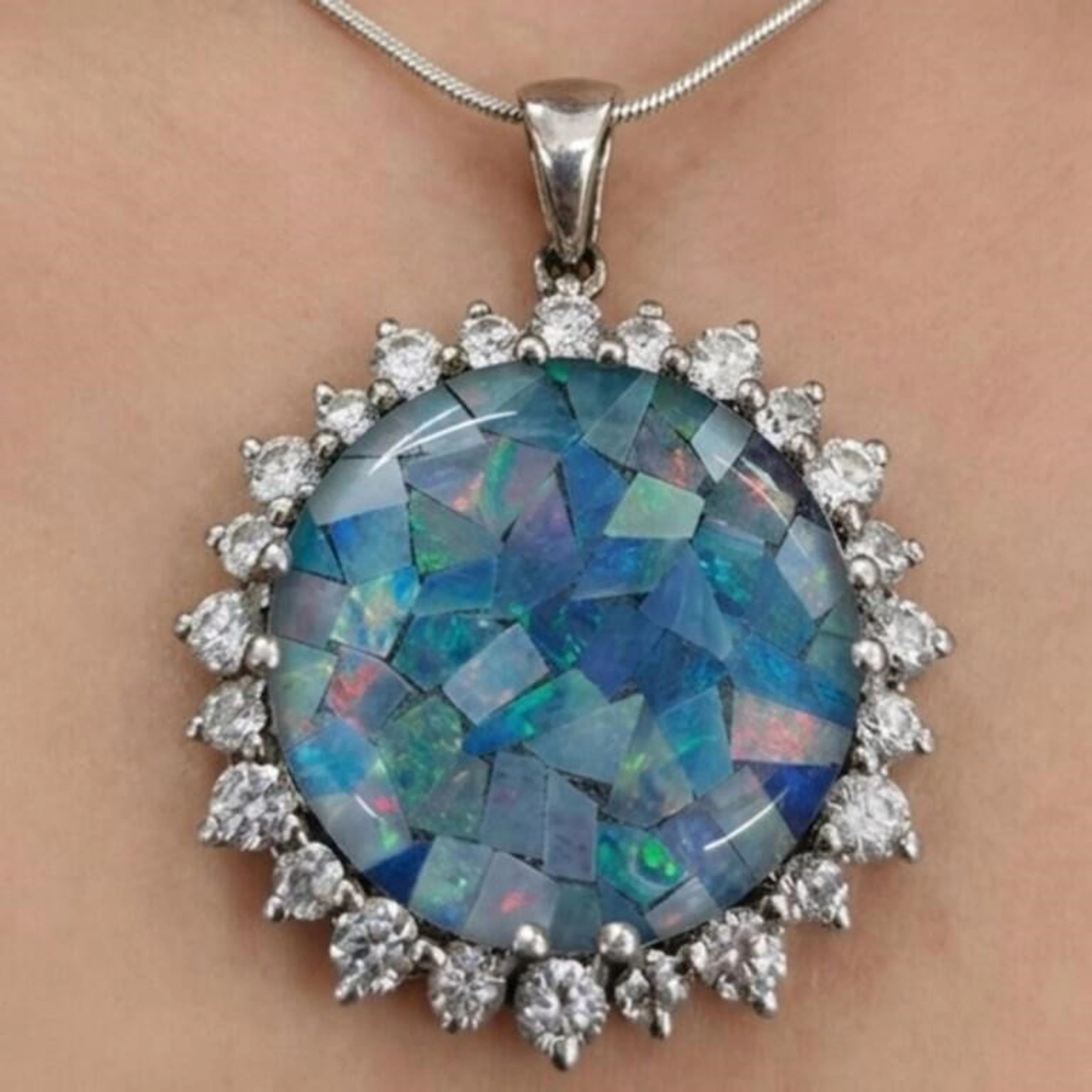 Silver 7.55g Dubblat Opal 7.25ct Pendant