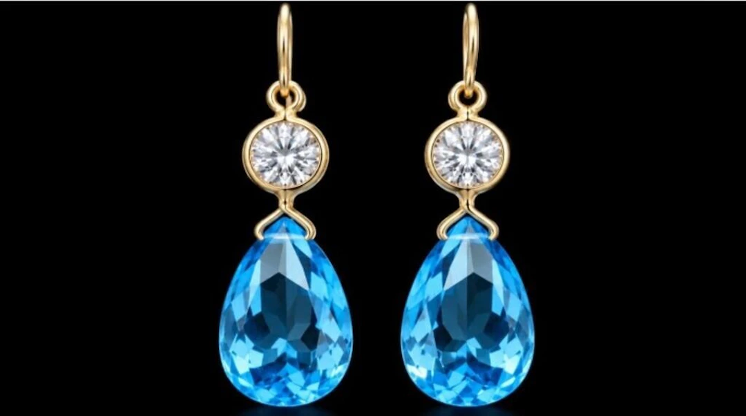 $1600, 10k(1.3g), blue topaz (5ct), lab diamond (0