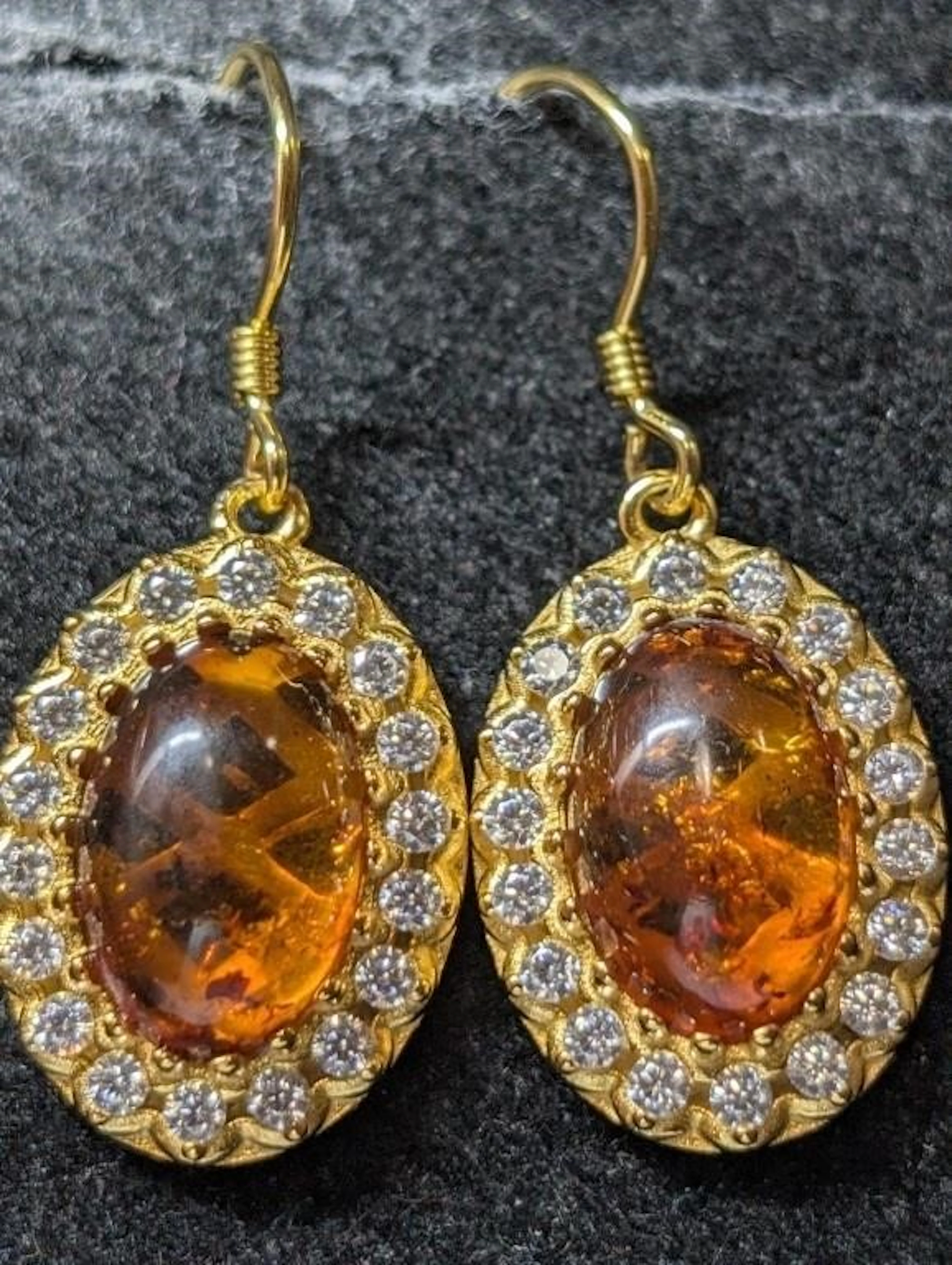 $165, Silver(6.48g), amber&czEarring, appraised/re