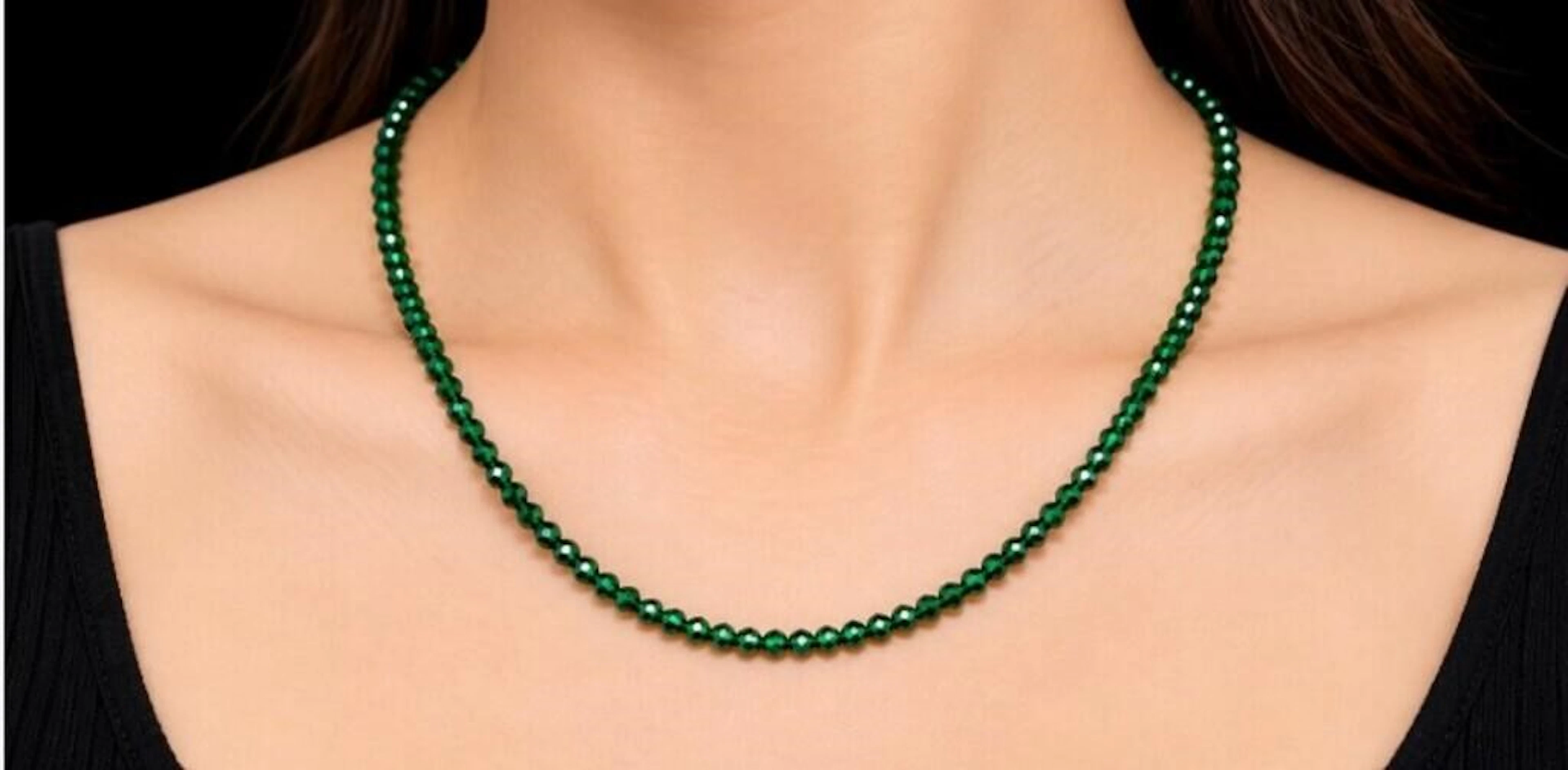 $160, silvercrystal faceted beedsnecklace 16", re