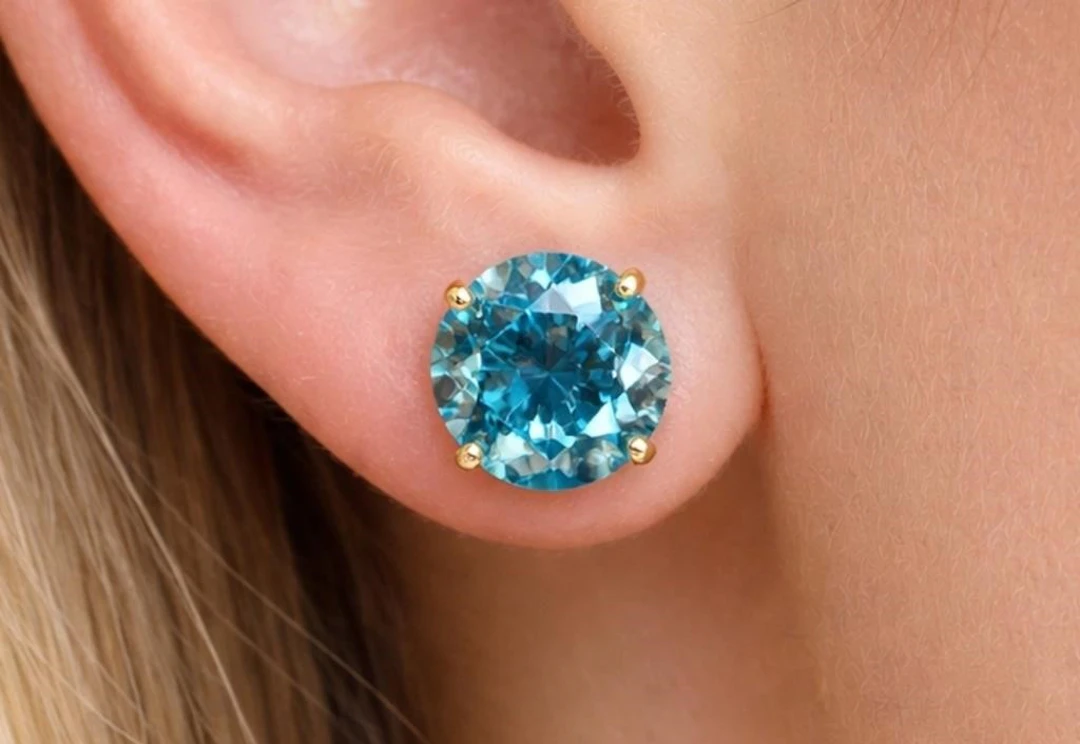 $1160, 14k(0.5g), blue lab diamond (1.32ct) earrin