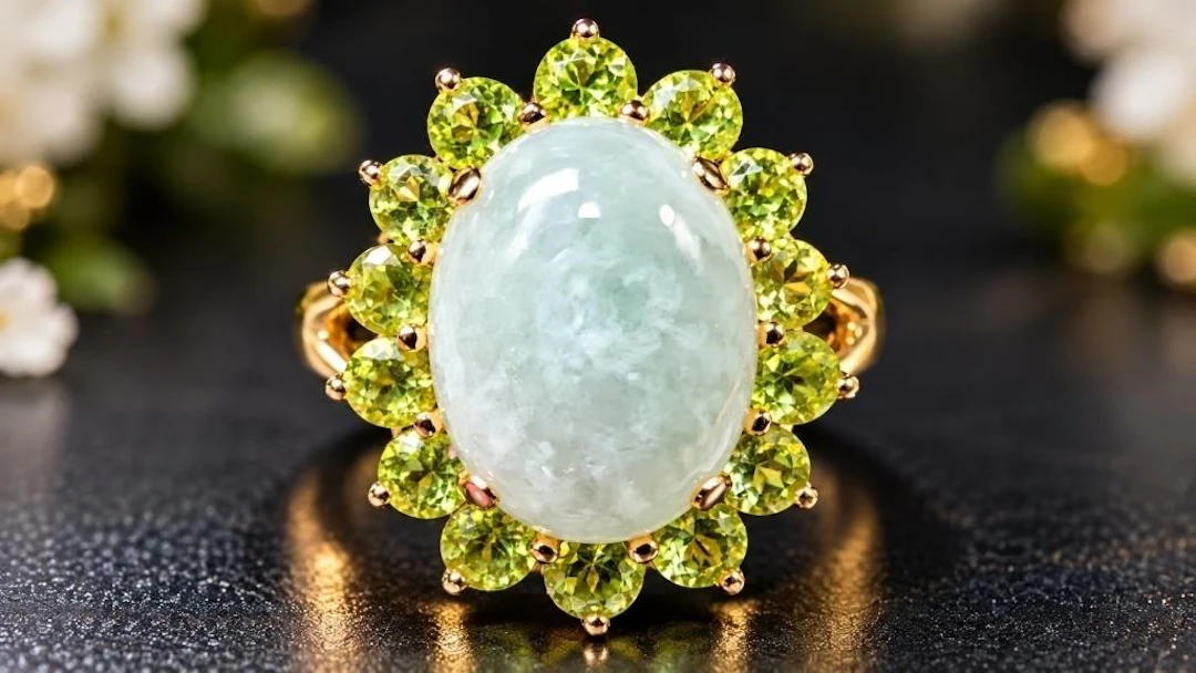 $150, Silver(4.9g), Moonstone&PeridotRing, size 8