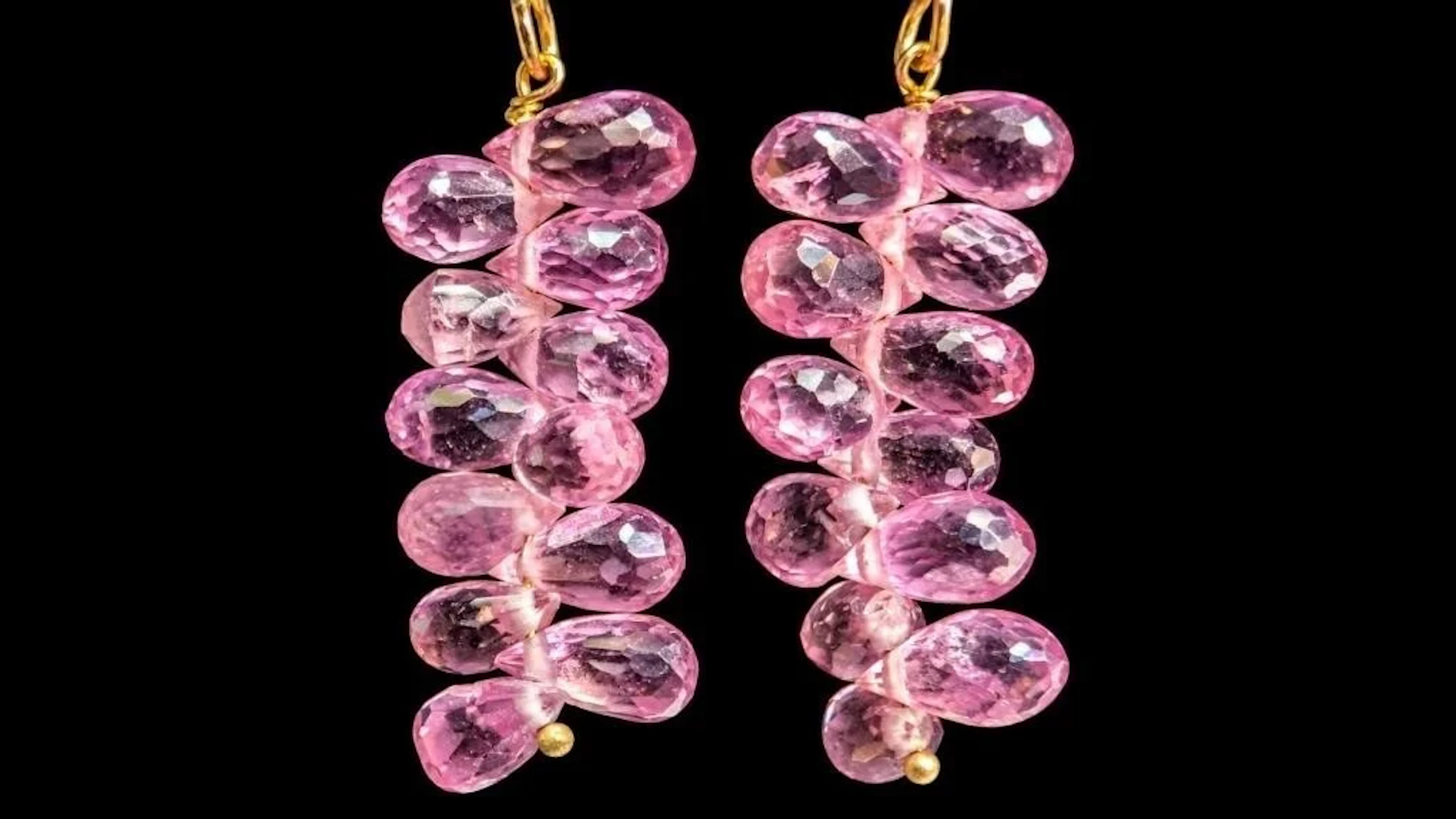 $2216, 14k(2.43g), pink sapphire (11.2ct)earring