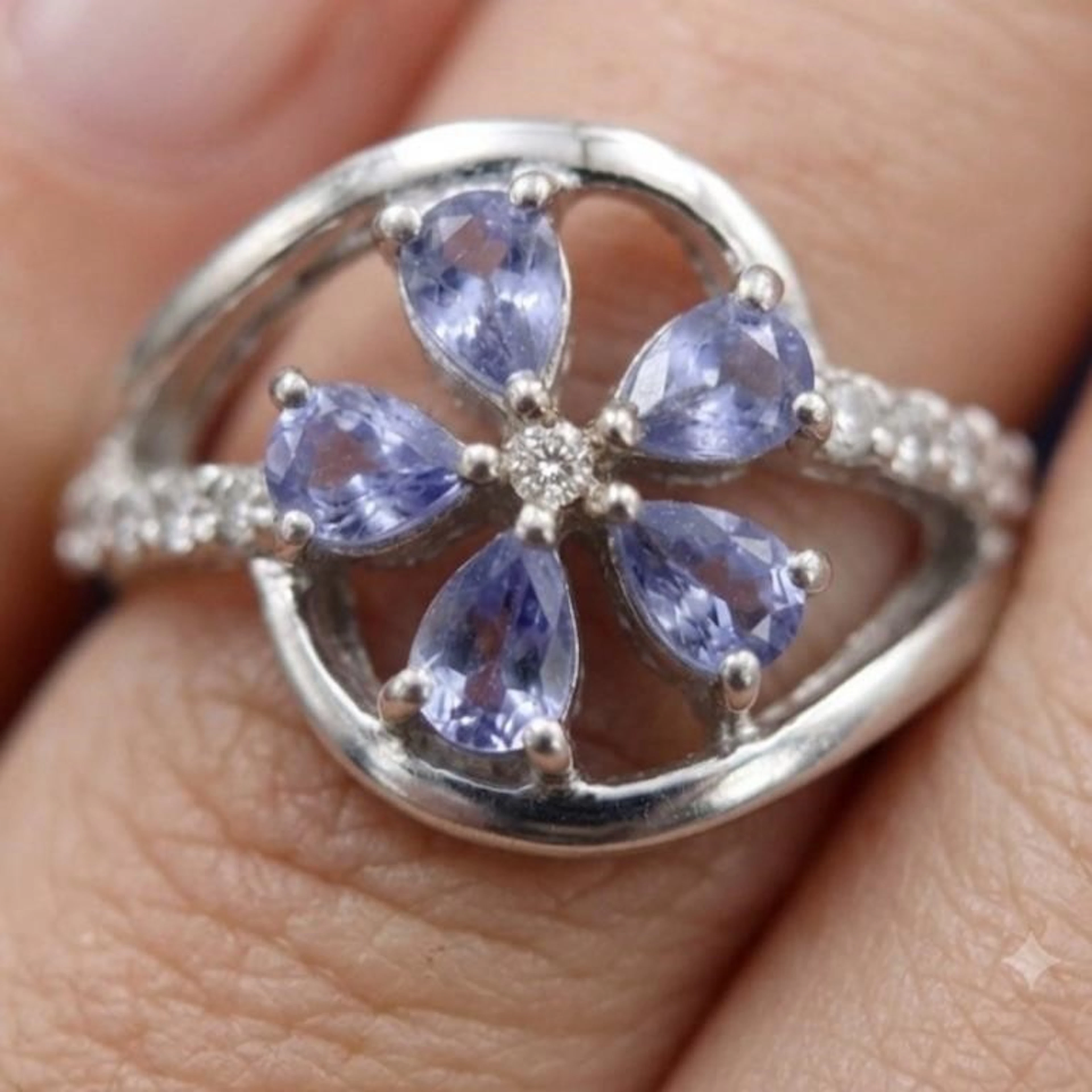 Silver 3.75g Tanzanite White Topaz 0.75ct Ring
