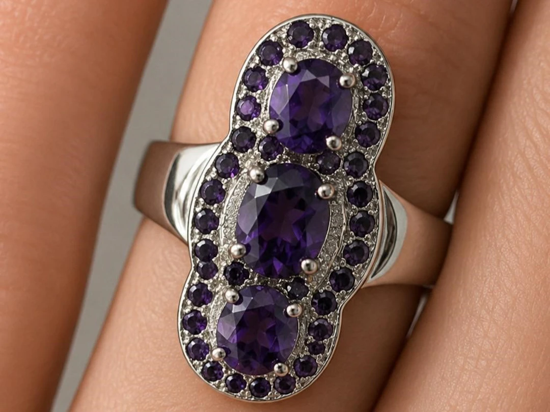 $210, Silver(8.21g), AmethystRing, size 7.5, appra