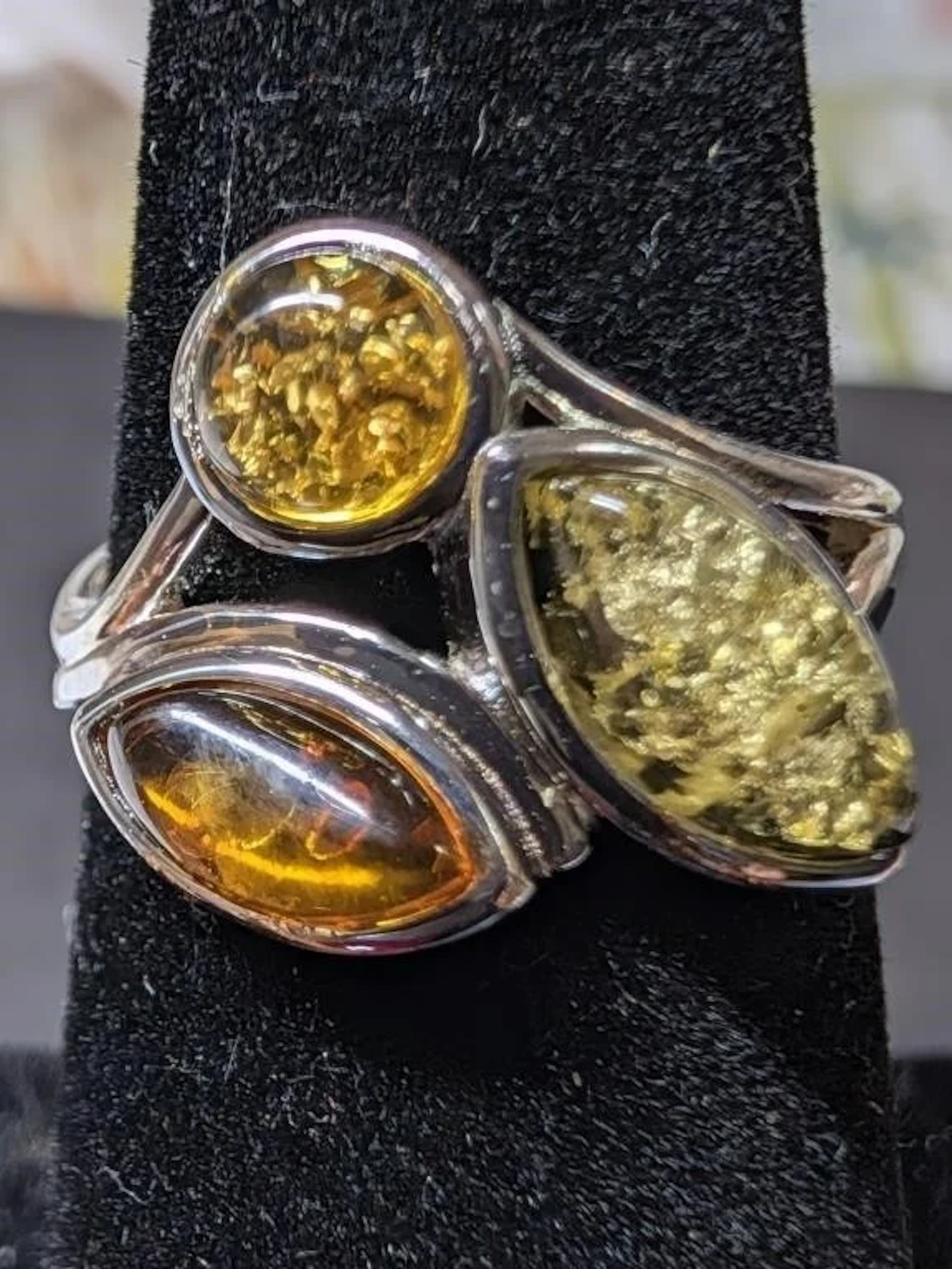 $80, Silver(3g), AmberRing, size 6, appraised/reta