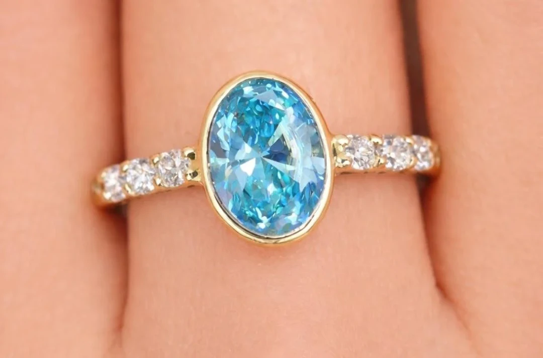 $1740, 10K(1.37g), LAB BLUE DIAMOND (0.7+0.07ct)RI