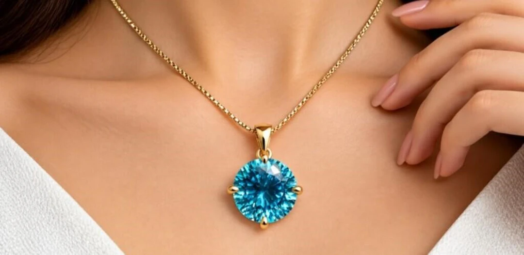 $3000, 10k(3.22g), blue topaz (7.5ct)pendant, reta