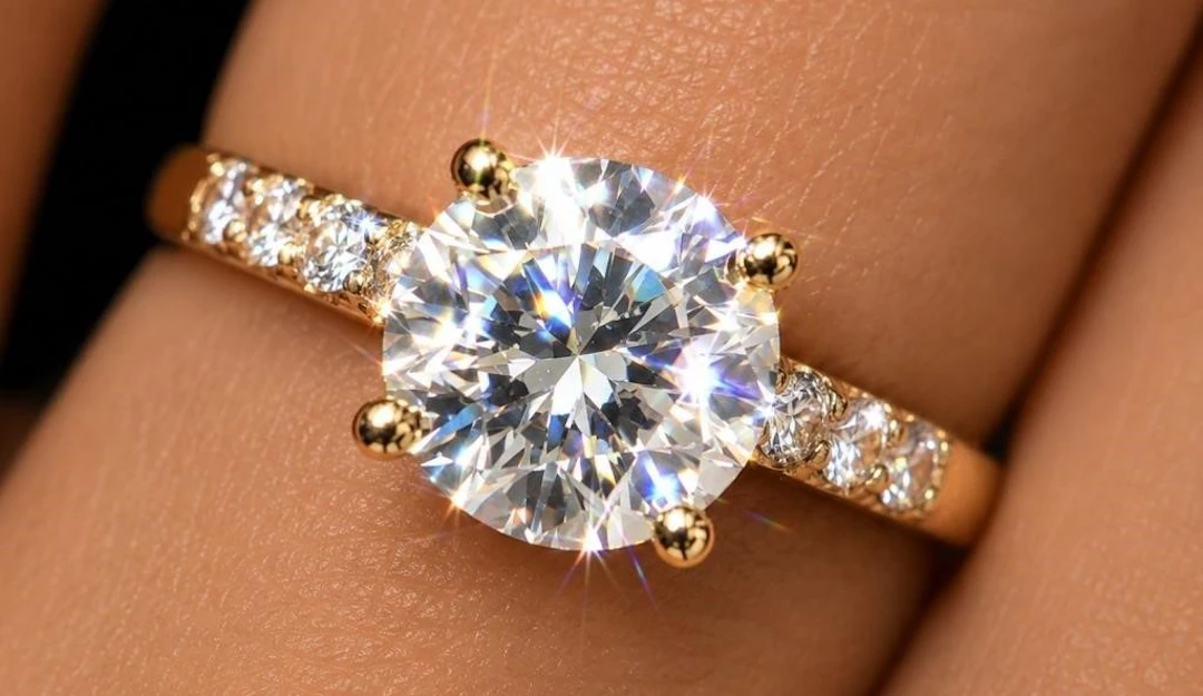 $3340, 10k(2g), lab diamond (1.6+0.06ct)ring, size