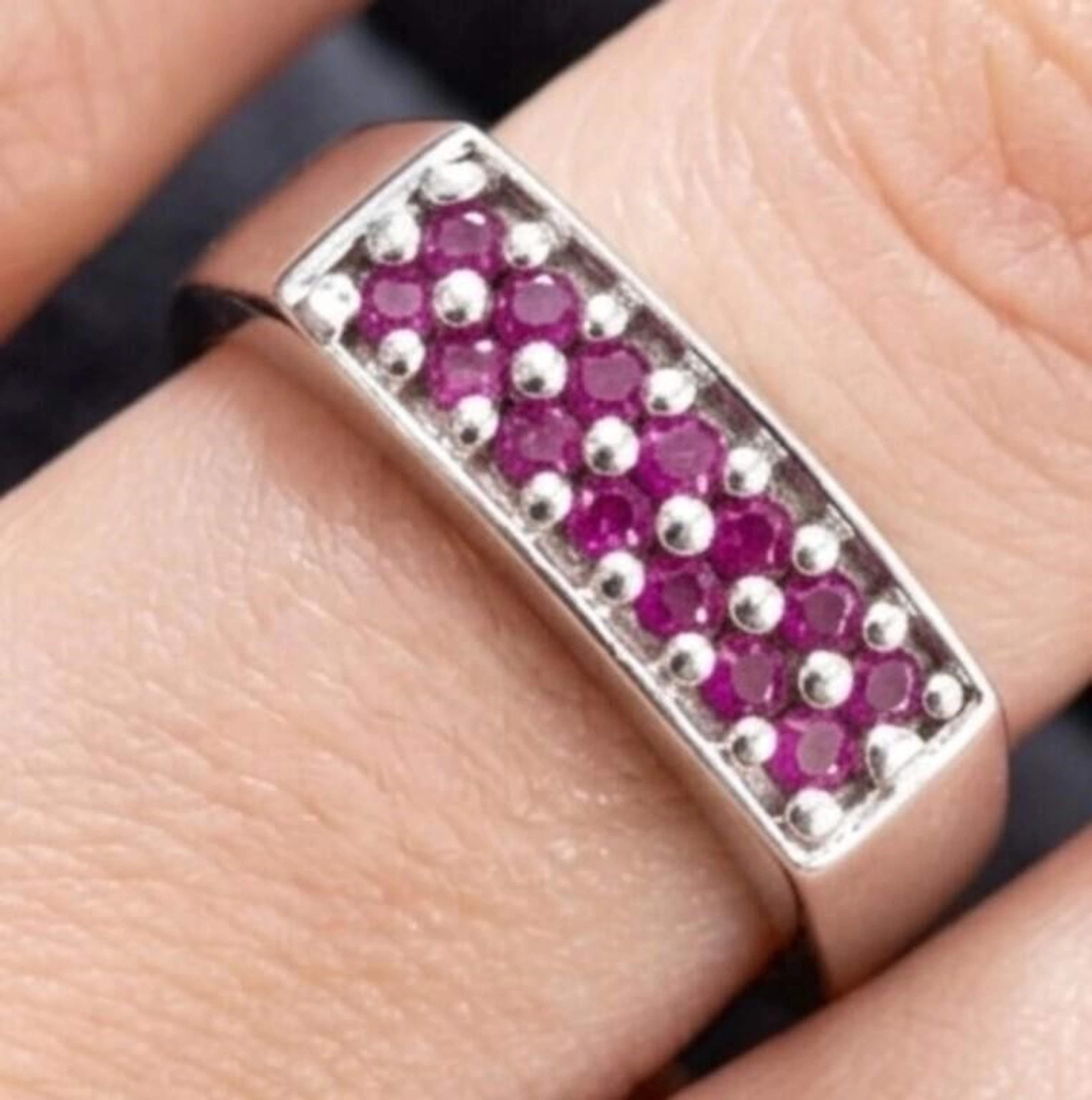 Silver 3.55g Ruby 0.35ct Ring