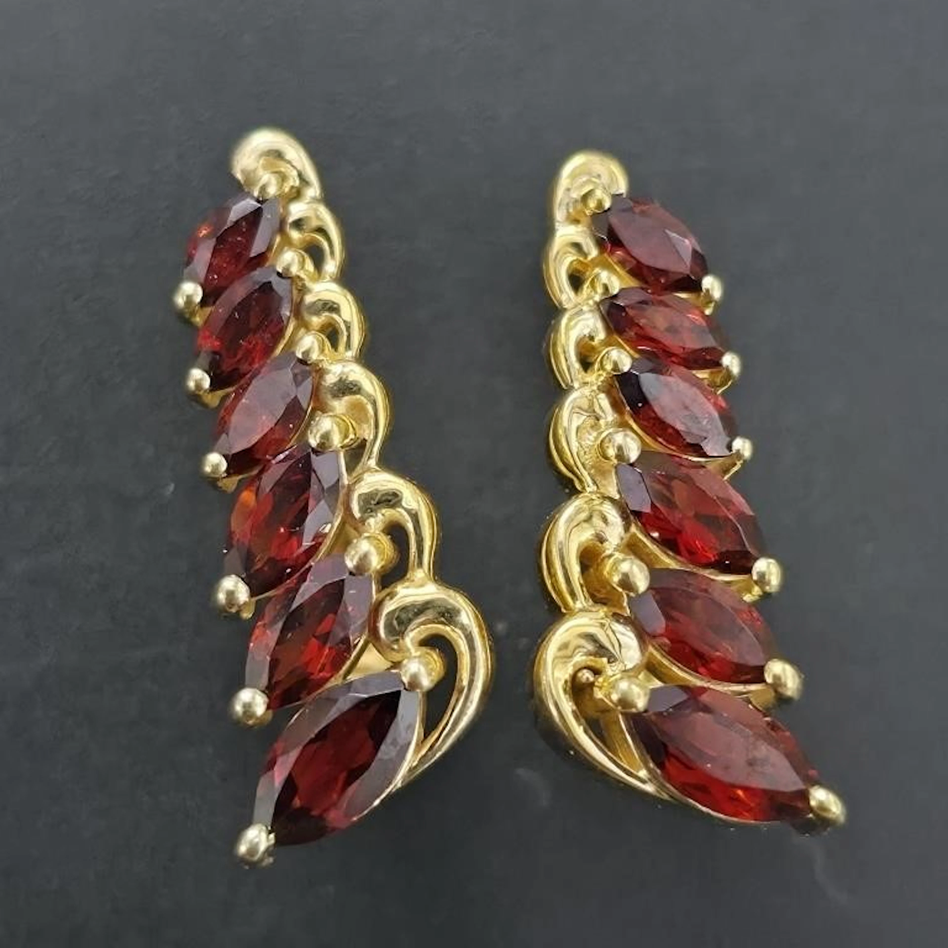 Gold-Plated Silver 4.95g Garnet 1.35ct Earrings