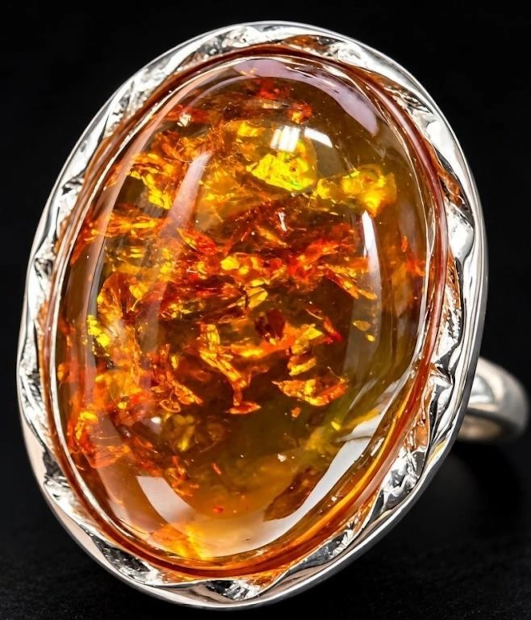 $360, silver(6.3g), amber ring, retail value $360