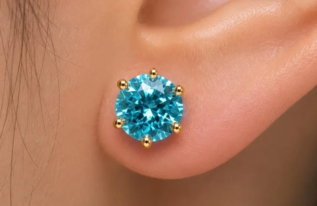 $2800, 14k(0.75g), blue lab diamond (1.82ct) earr