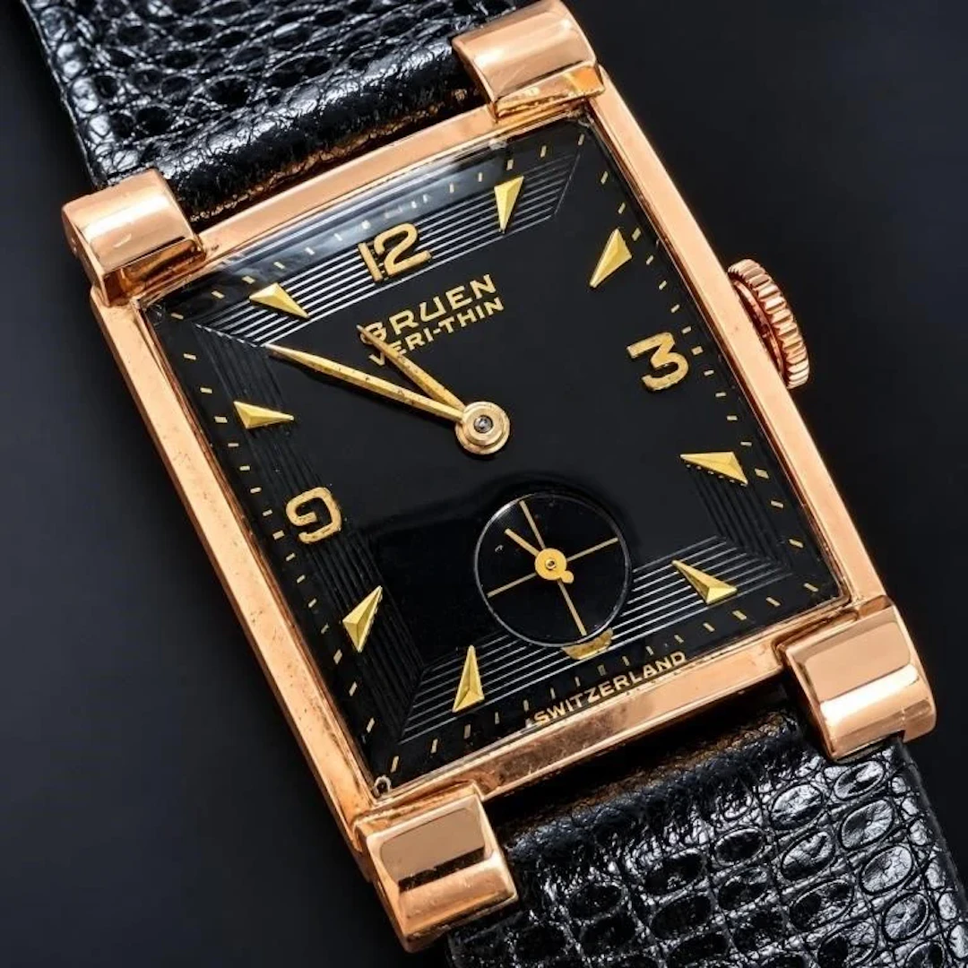 $3000, 14k 25.58g Vintage Gruen Veri-Thin rectangu