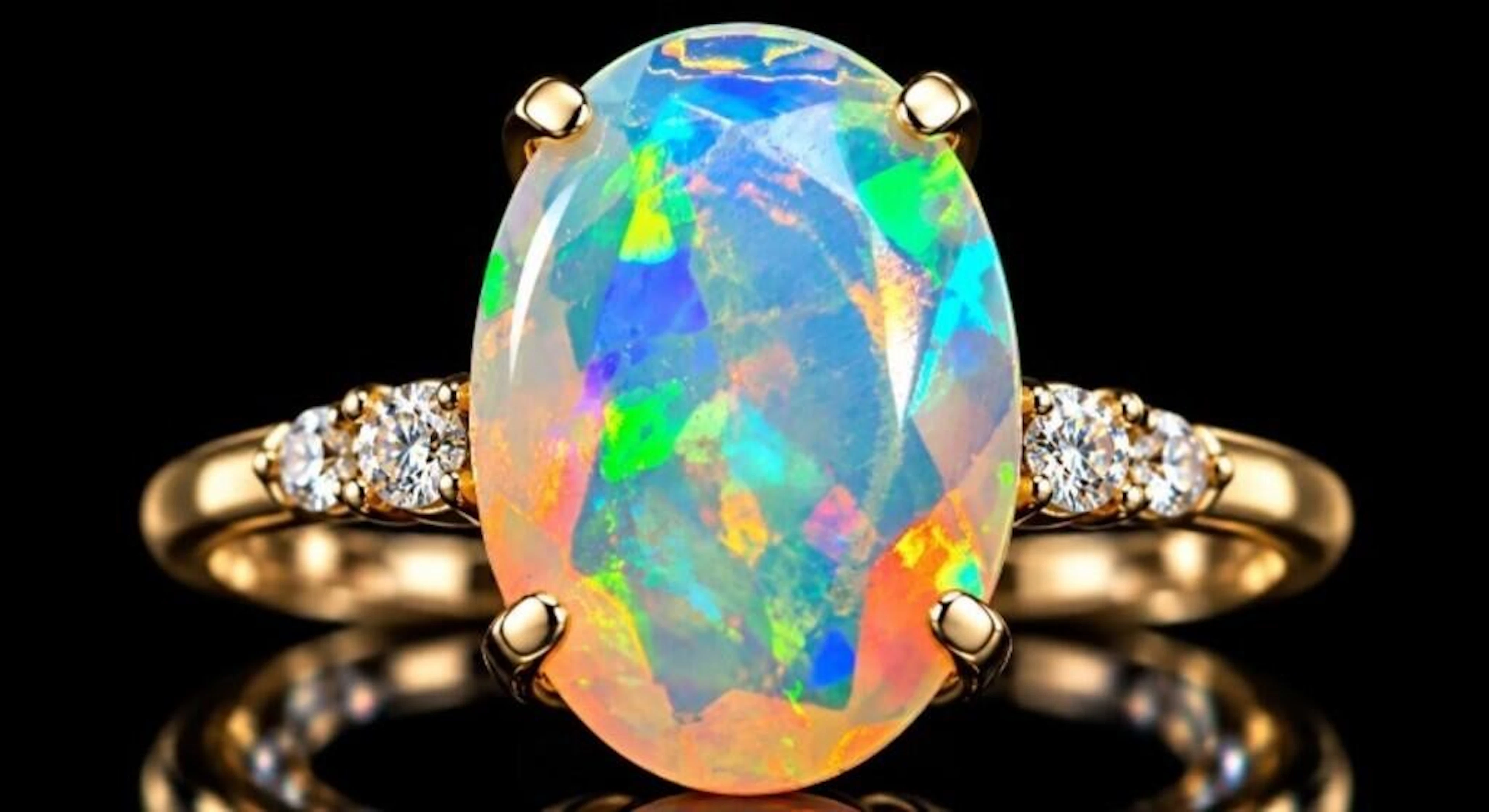 $2400, 10k(1.5g), opal (1.5ct), diamond (0.06ct)ri