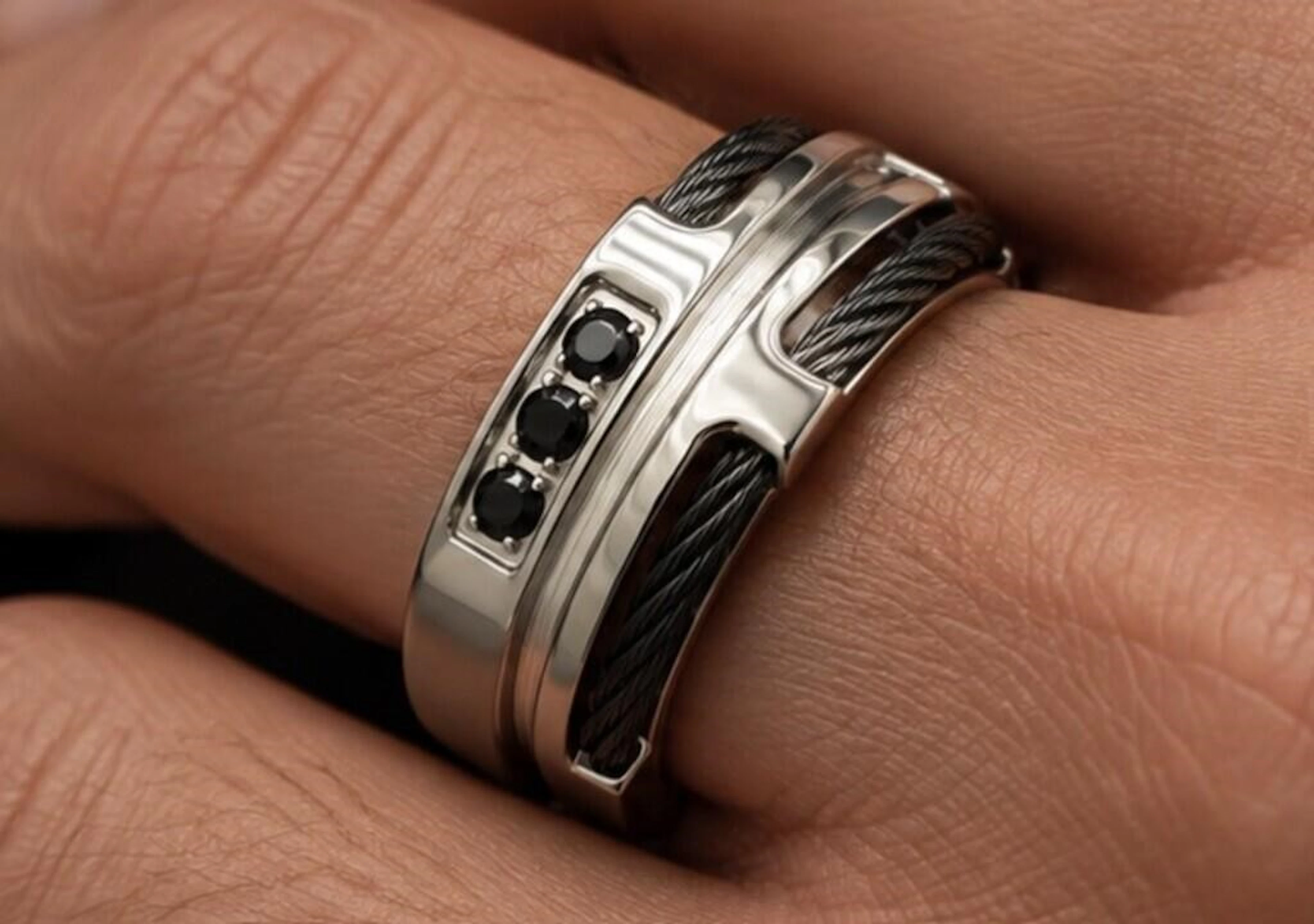 $80, stainless steel (10.5g), men's heavy ring, s