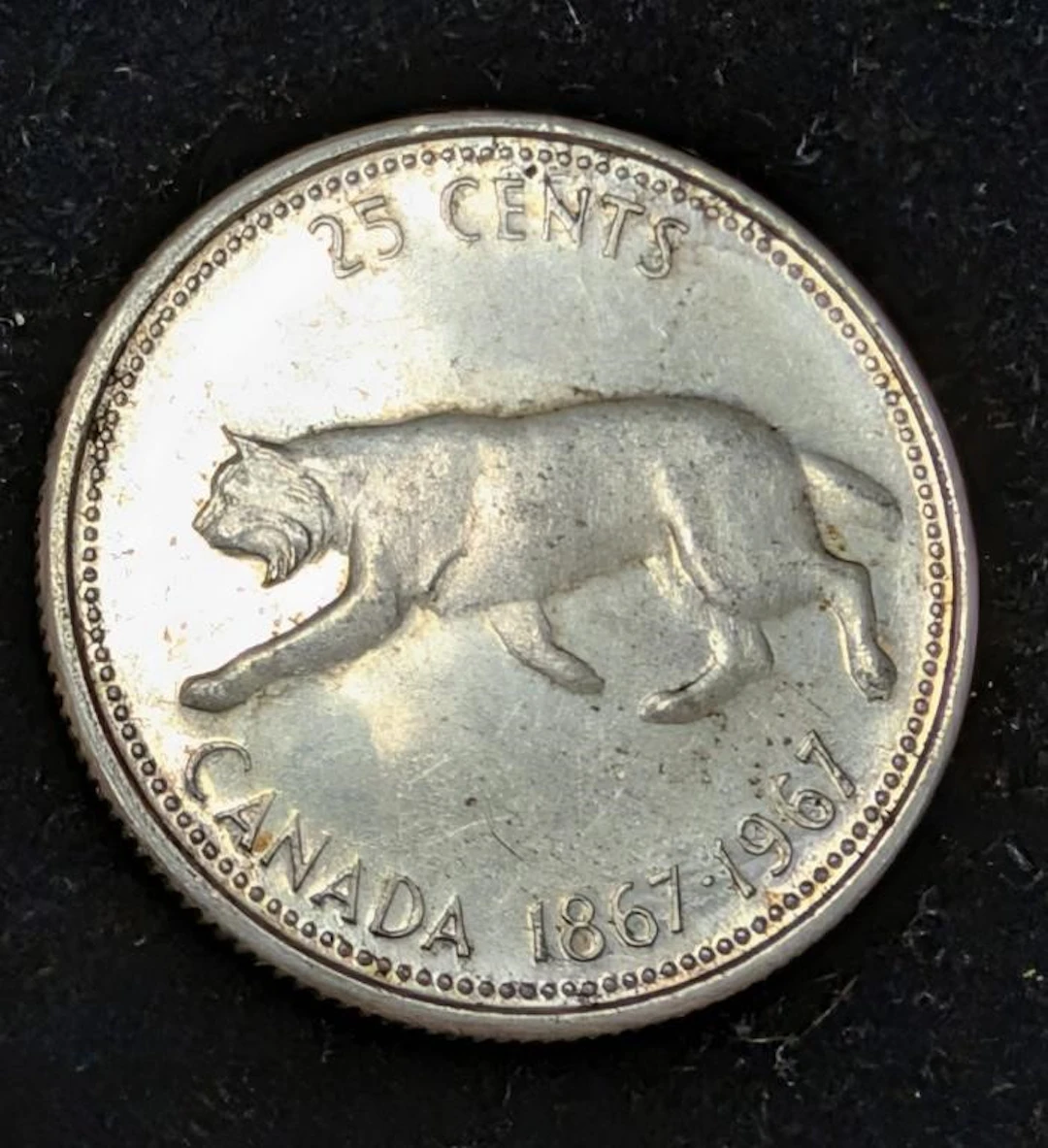 ., SILVER(5.8g), CANADA 25CENT COIN, MSRP .