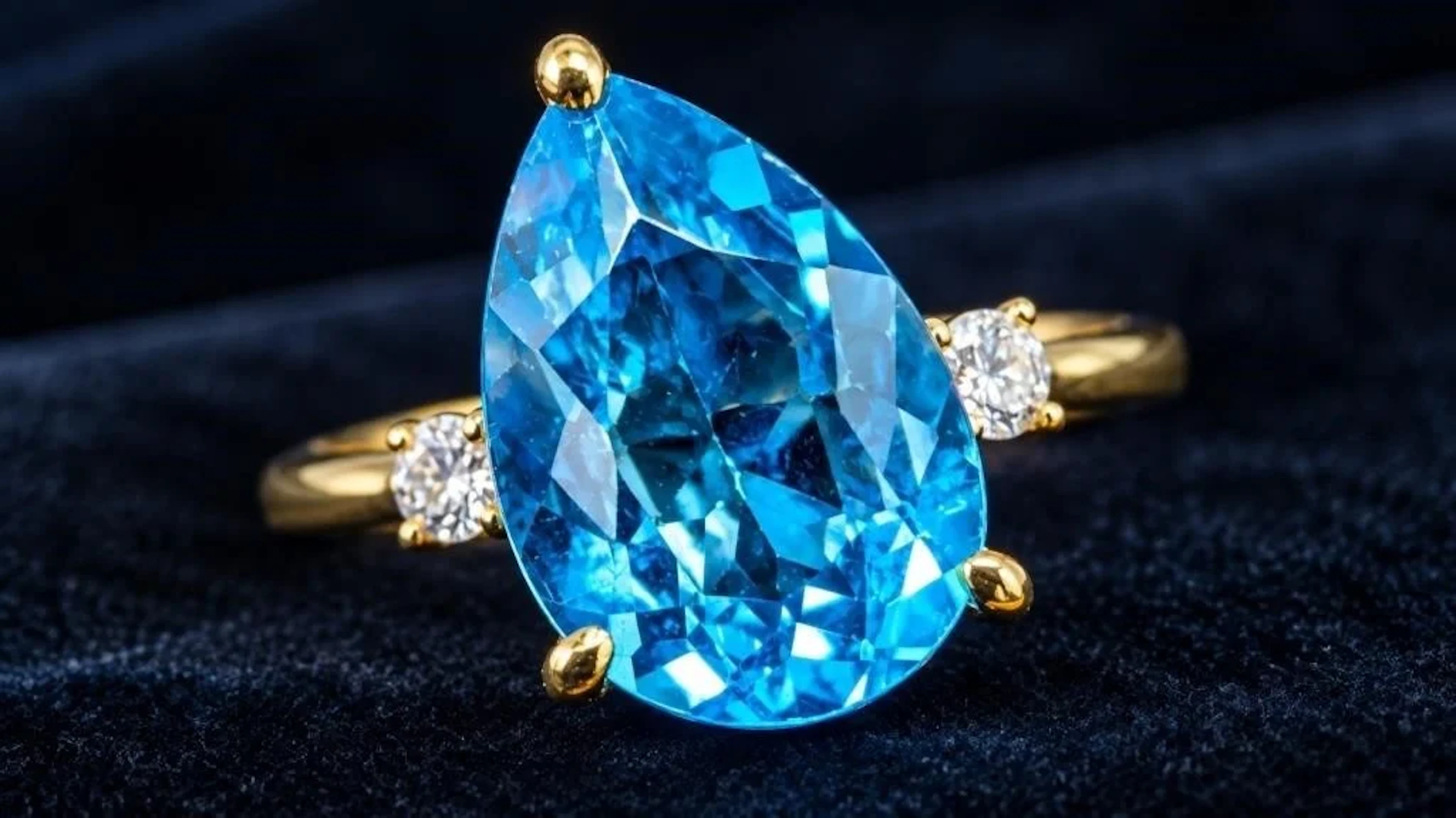 $1400, 10K(1.7g), blue topaz (2.4ct), lab diamond