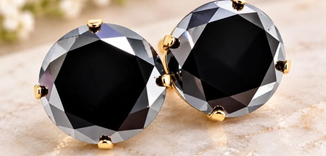 $1800, 14k(1g), black diamond (3.64ct)earring, ret