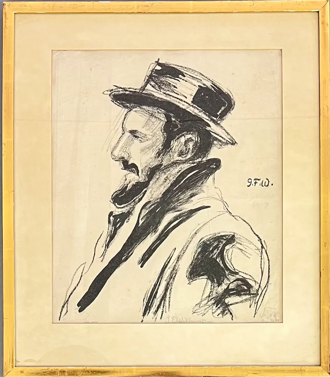 Litografi (Porträtt av målaren Ludvig Ravenberg) – Jens Ferdinand