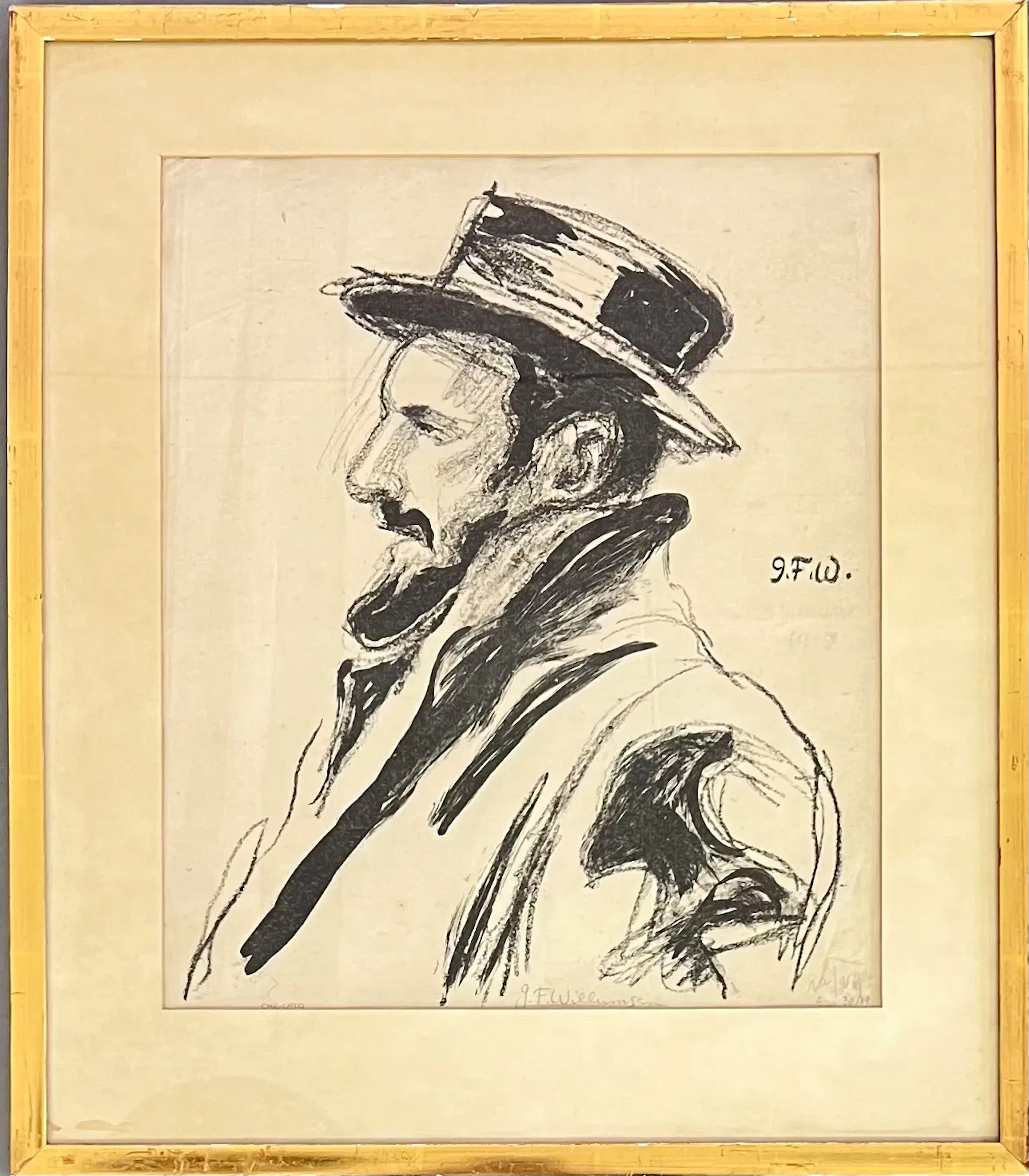 Litografi (Porträtt av målaren Ludvig Ravenberg) – Jens Ferdinand