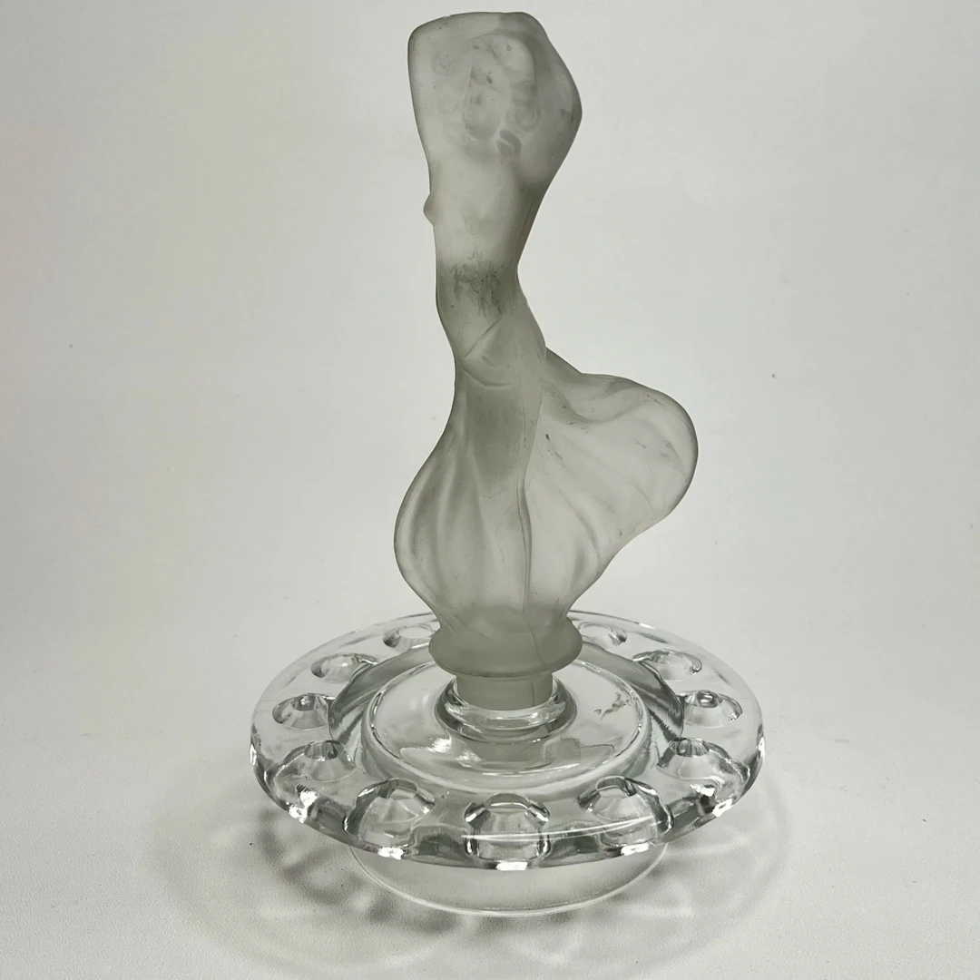Art Deco, Elegant skulptur / parfympropp i frostat och klart glas