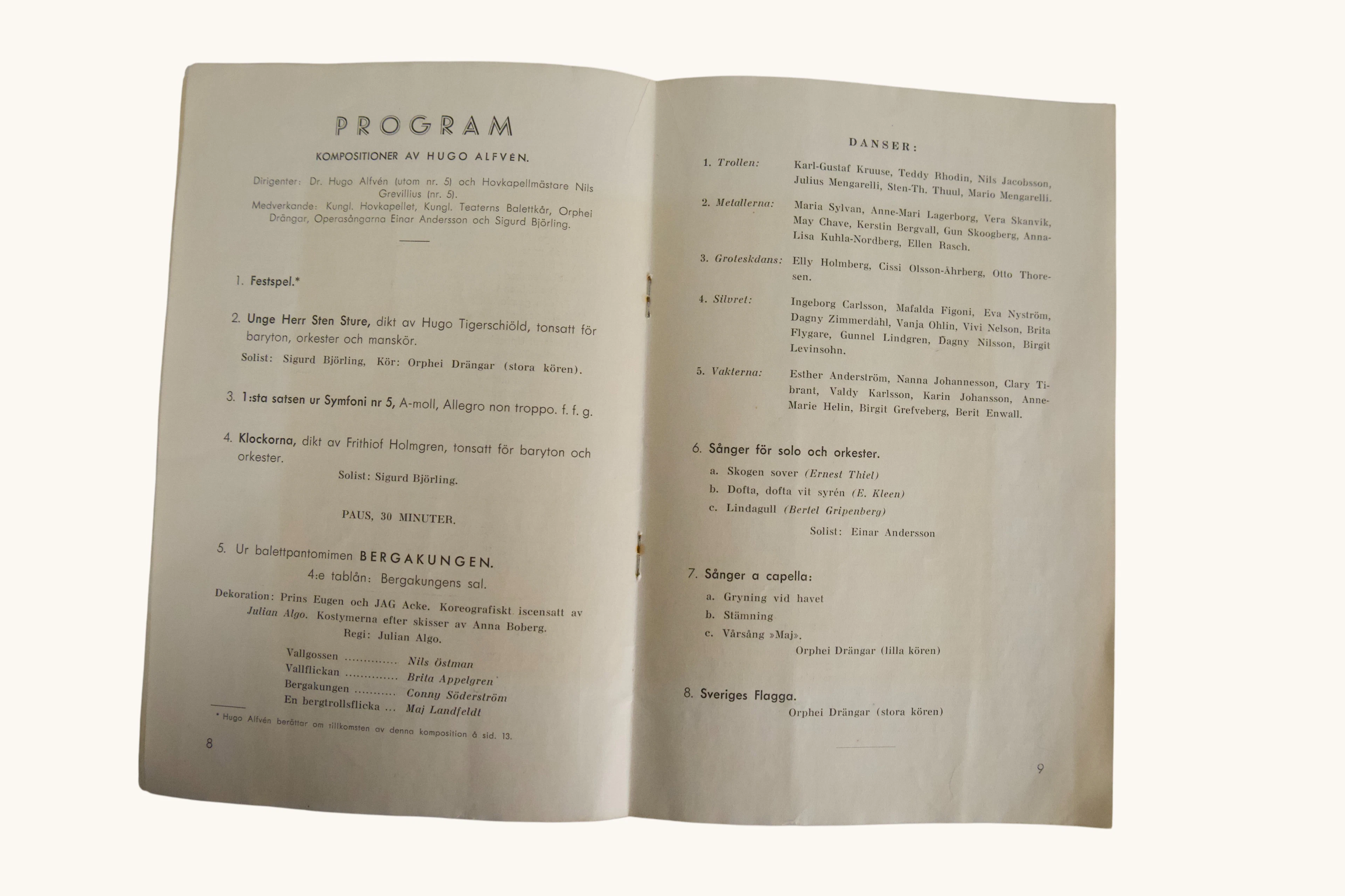 Hugo Alfvén Festföreställning 1 maj 1942.