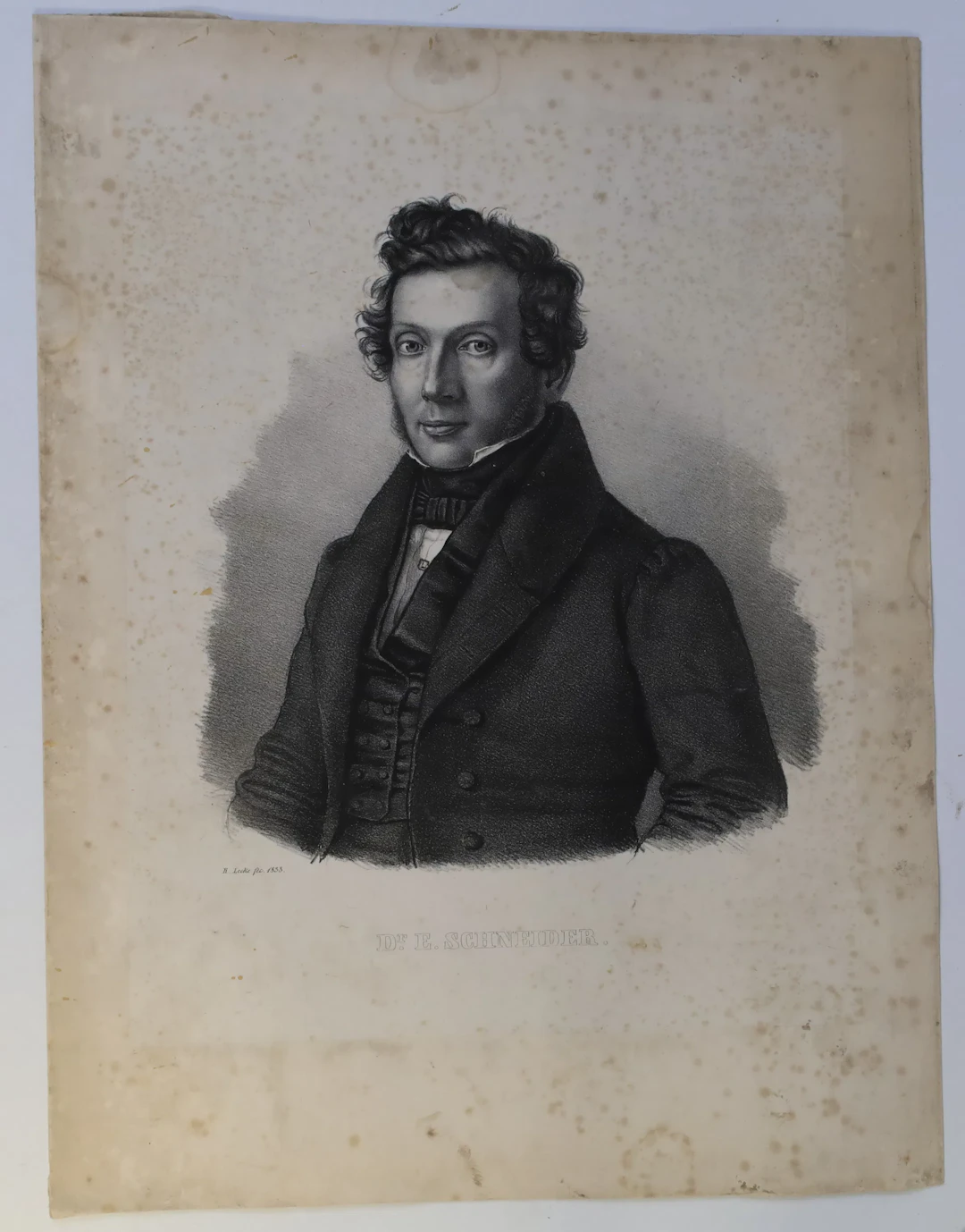 TYSKLAND – R. LECKE, PORTRÄTT AV DR E. SCHNEIDER, LITOGRAFI, 1853