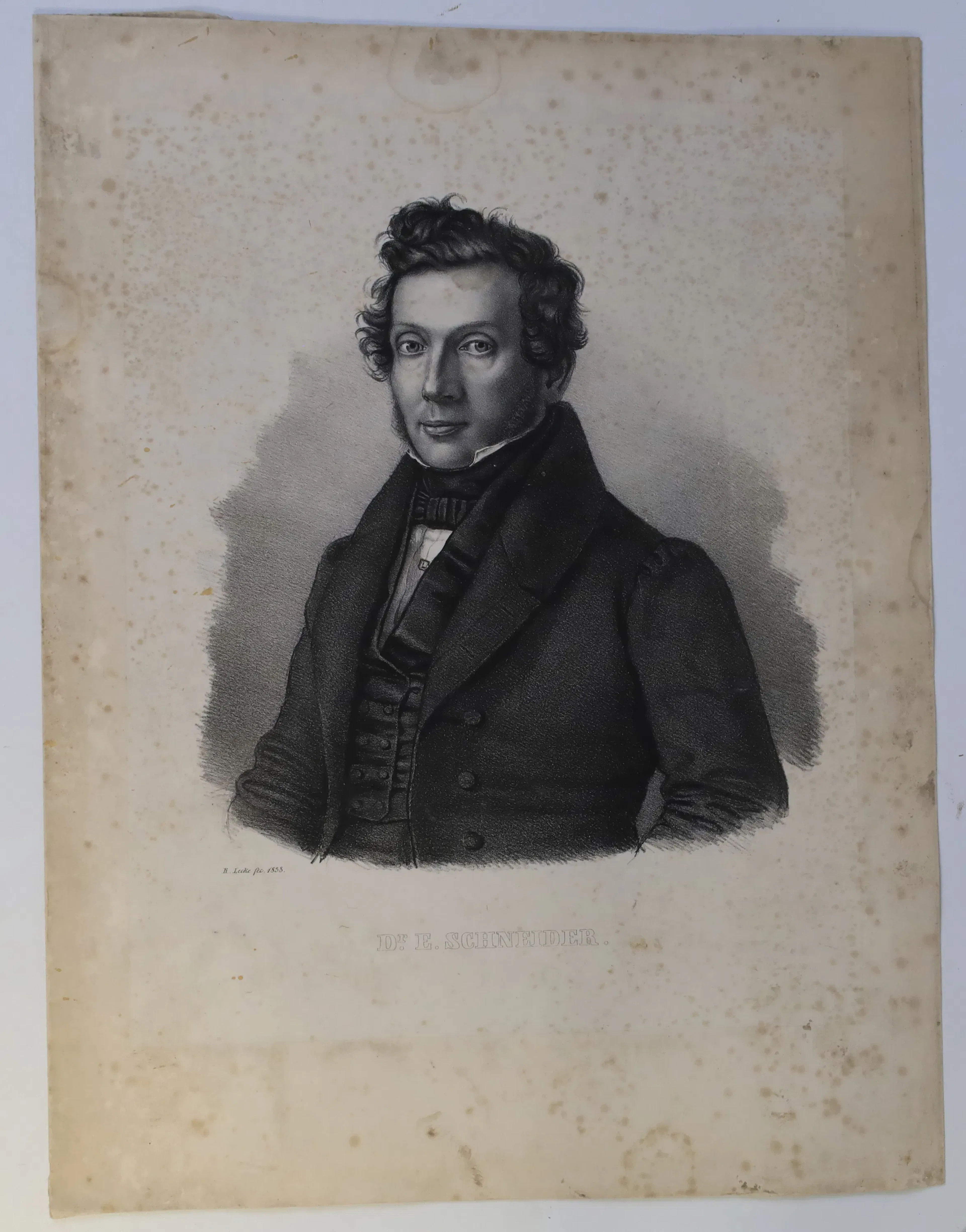 TYSKLAND – R. LECKE, PORTRÄTT AV DR E. SCHNEIDER, LITOGRAFI, 1853