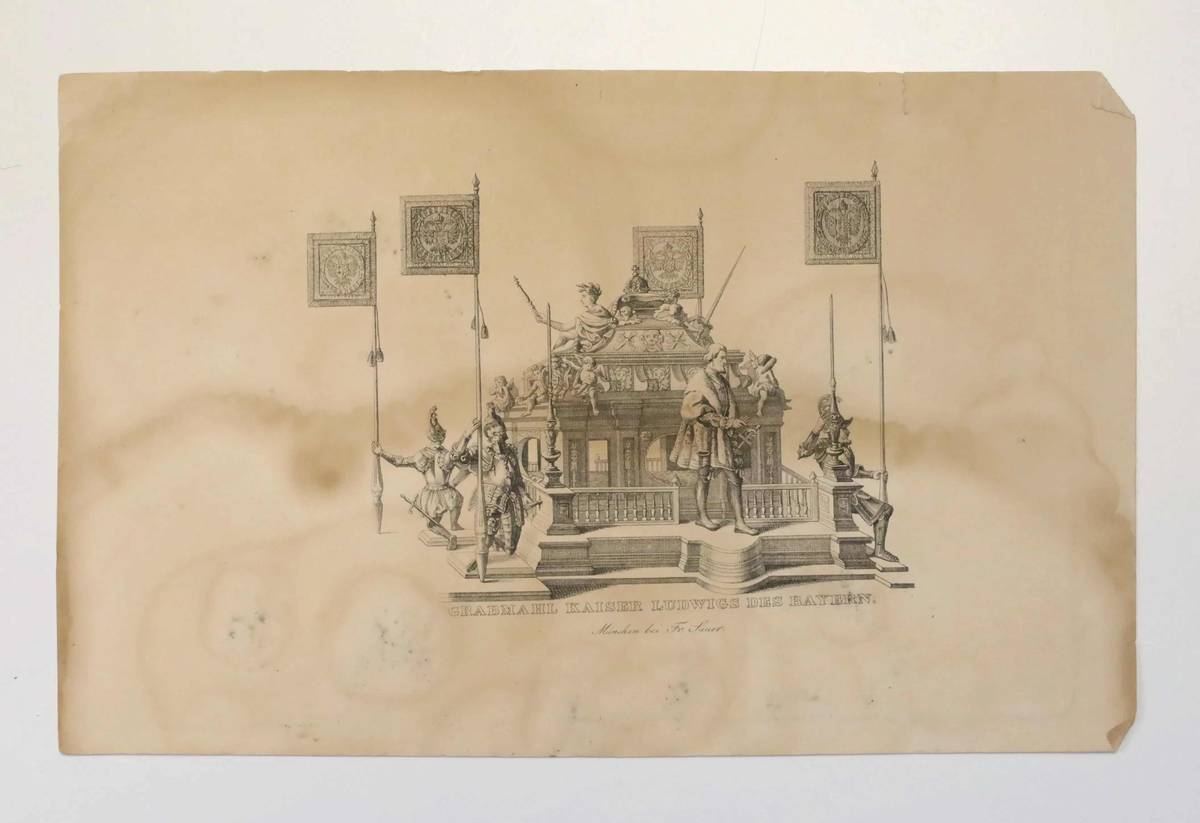 TYSKLAND. "Grabmal der letzten Ludwigs des Bayern". Litografi, München