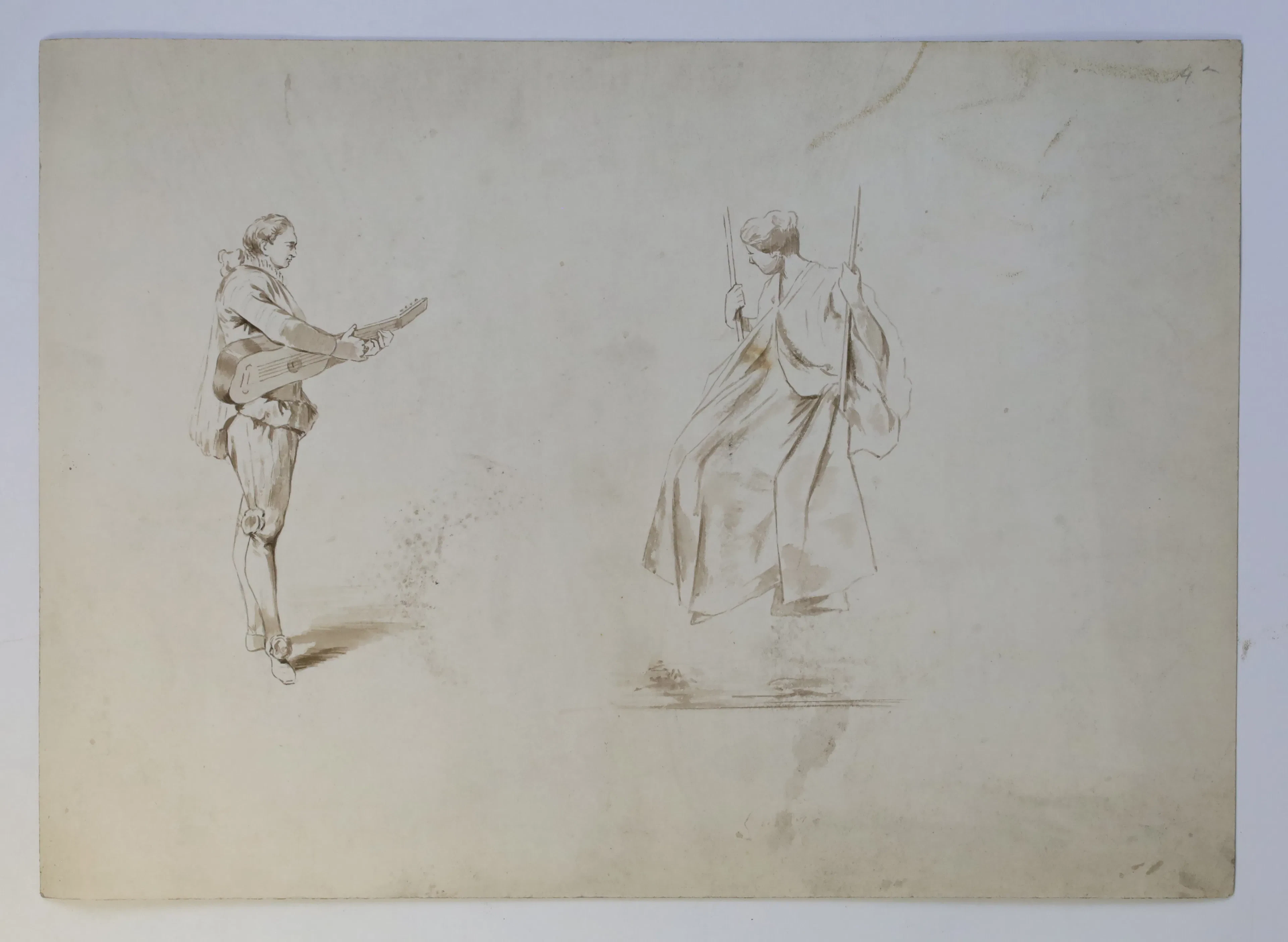 FRANKRIKE – ANTOINE WATTEAU, KRETSEN KRING/EFTER, TVÅ FIGURSTUDIER: