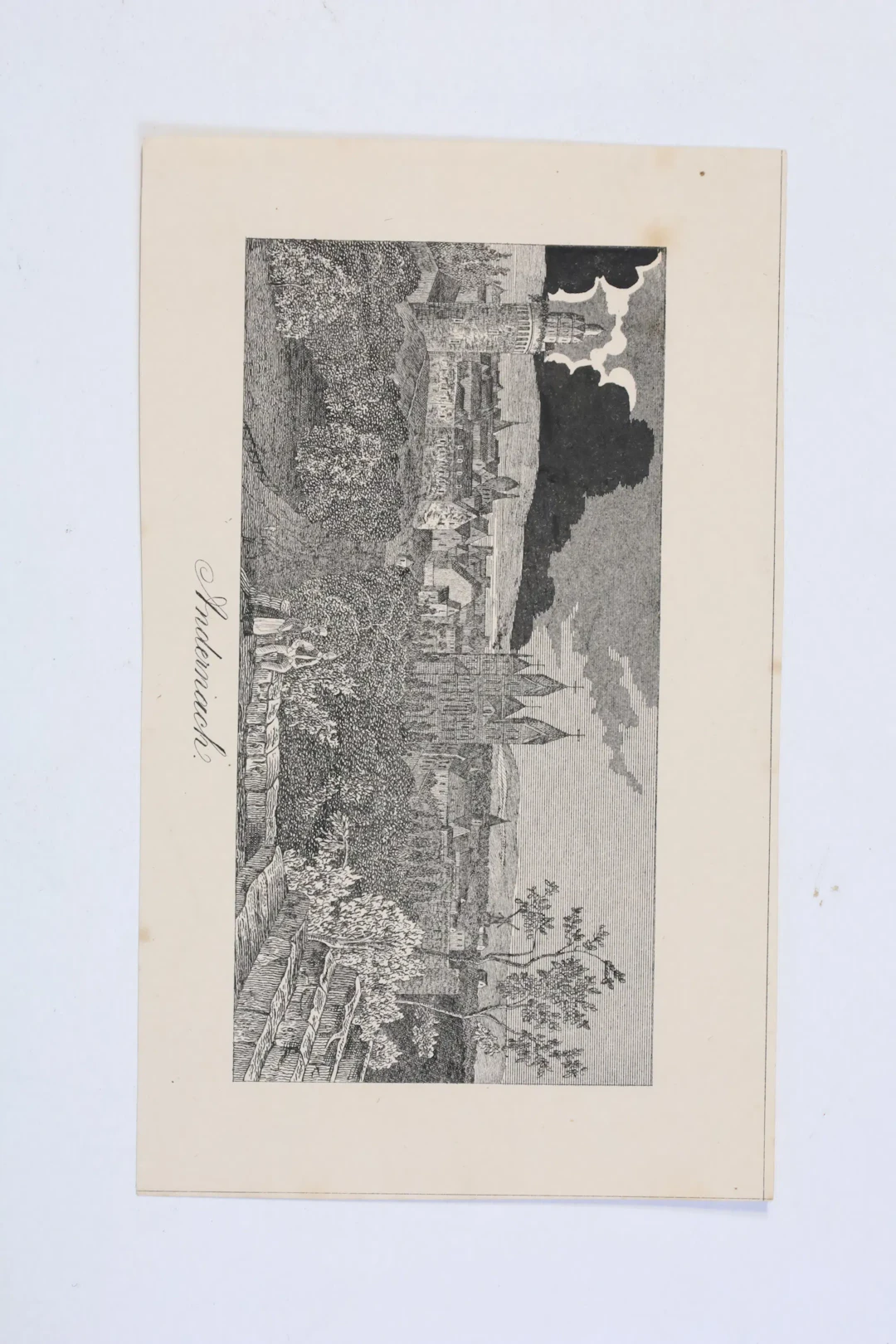 TYSKLAND, ANDERNACH VID RHEN, PANORAMAVY, TOPOGRAFISKT STICK, 1800-TALETS