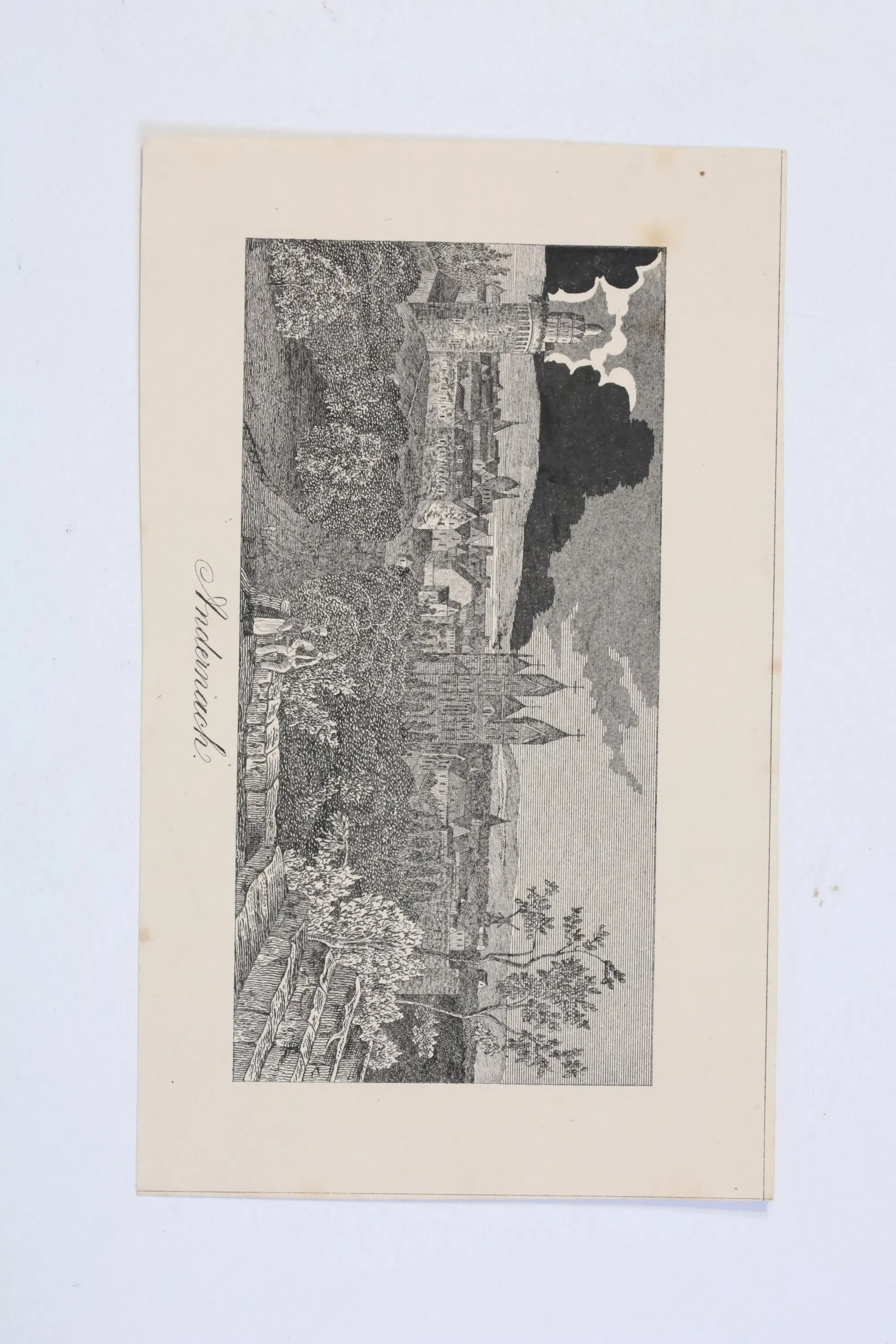TYSKLAND, ANDERNACH VID RHEN, PANORAMAVY, TOPOGRAFISKT STICK, 1800-TALETS