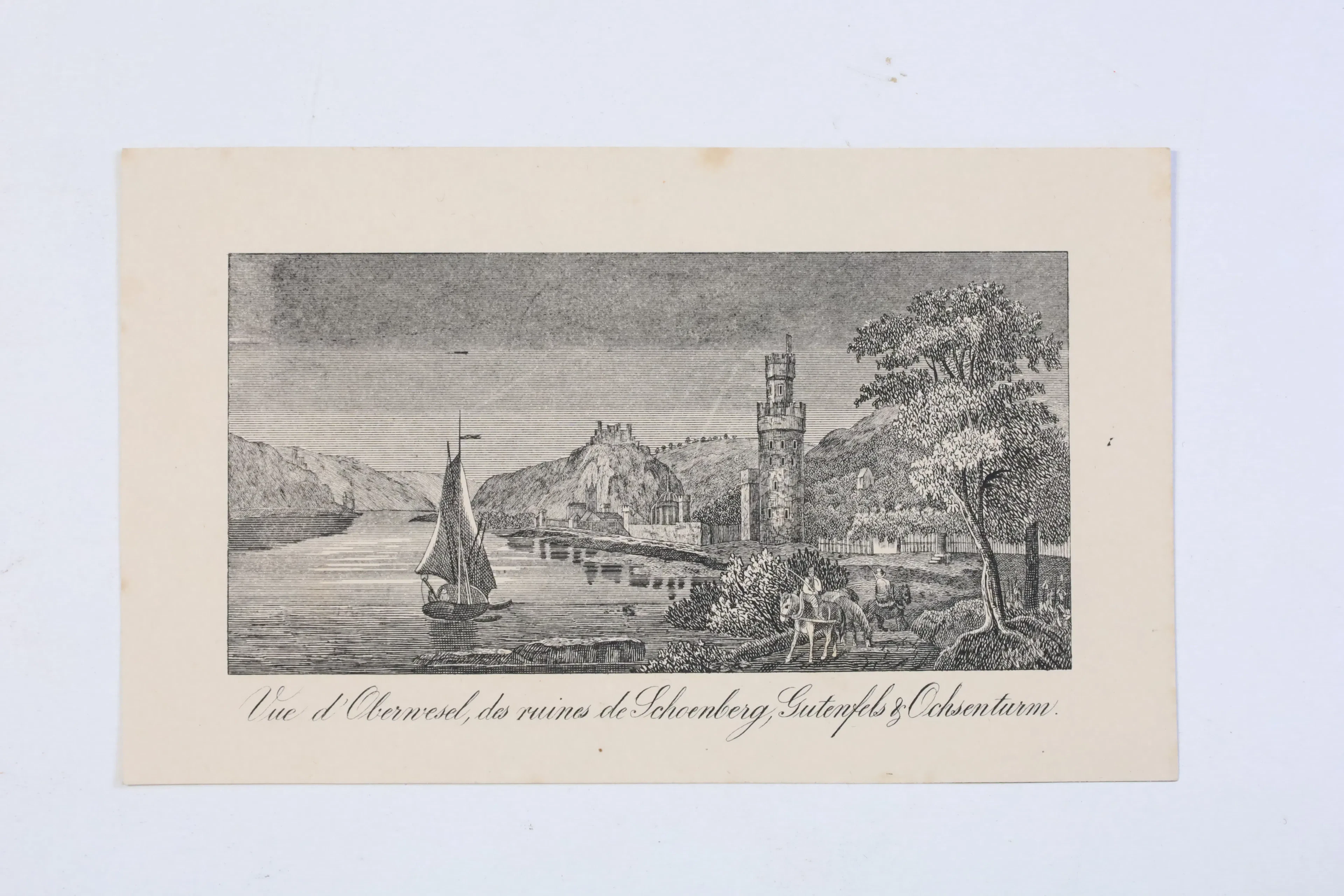 TYSKLAND, OBERWESEL VID RHEN MED OCHSENTURM OCH BORGRUINER, TOPOGRAFISKT