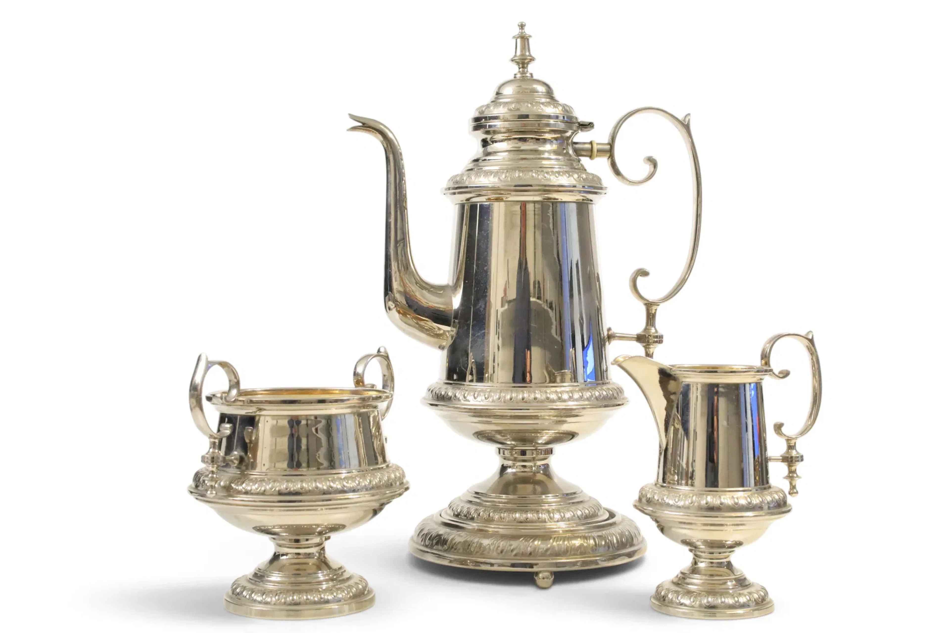 SVERIGE. GOTTFRID CARLSSON, ESKILSTUNA. KAFFESERVIS, 3 DELAR, NYSILVER