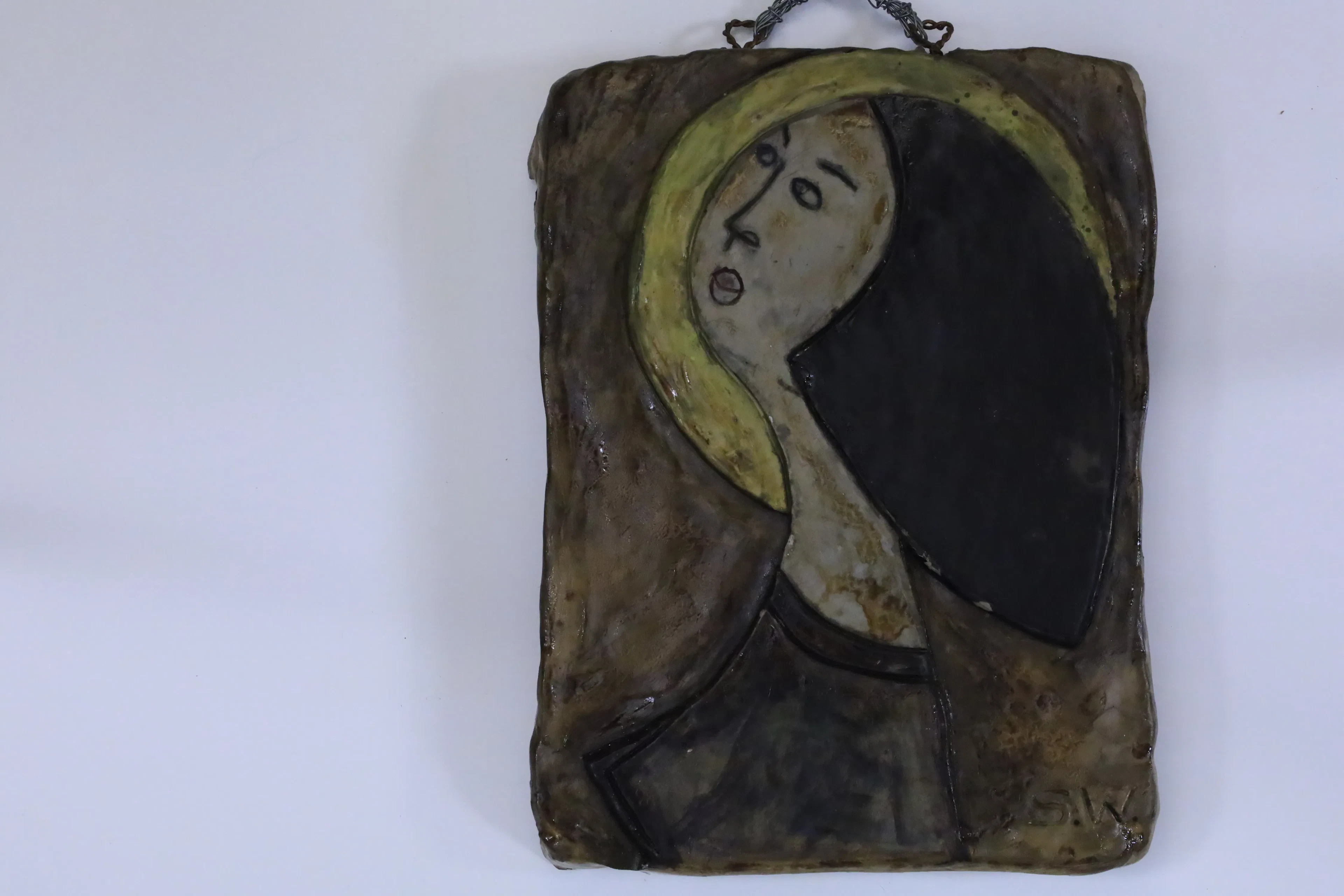 SVERIGE. STIG WÅHLBERG, Tällberg, ”Madonna”, glaserad keramikrelief, ca 1960