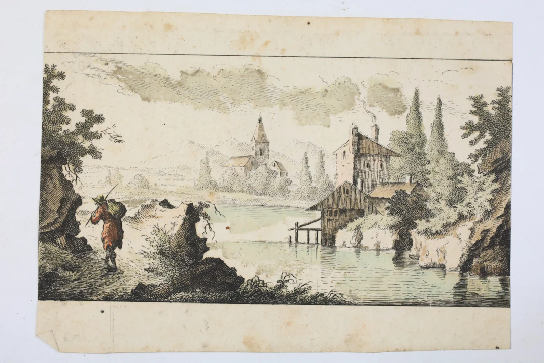 TYSKLAND, AUGSBURG, GEORG LEOPOLD HERTEL, HANDKOLORERAD ETSNING, 1700-TALETS