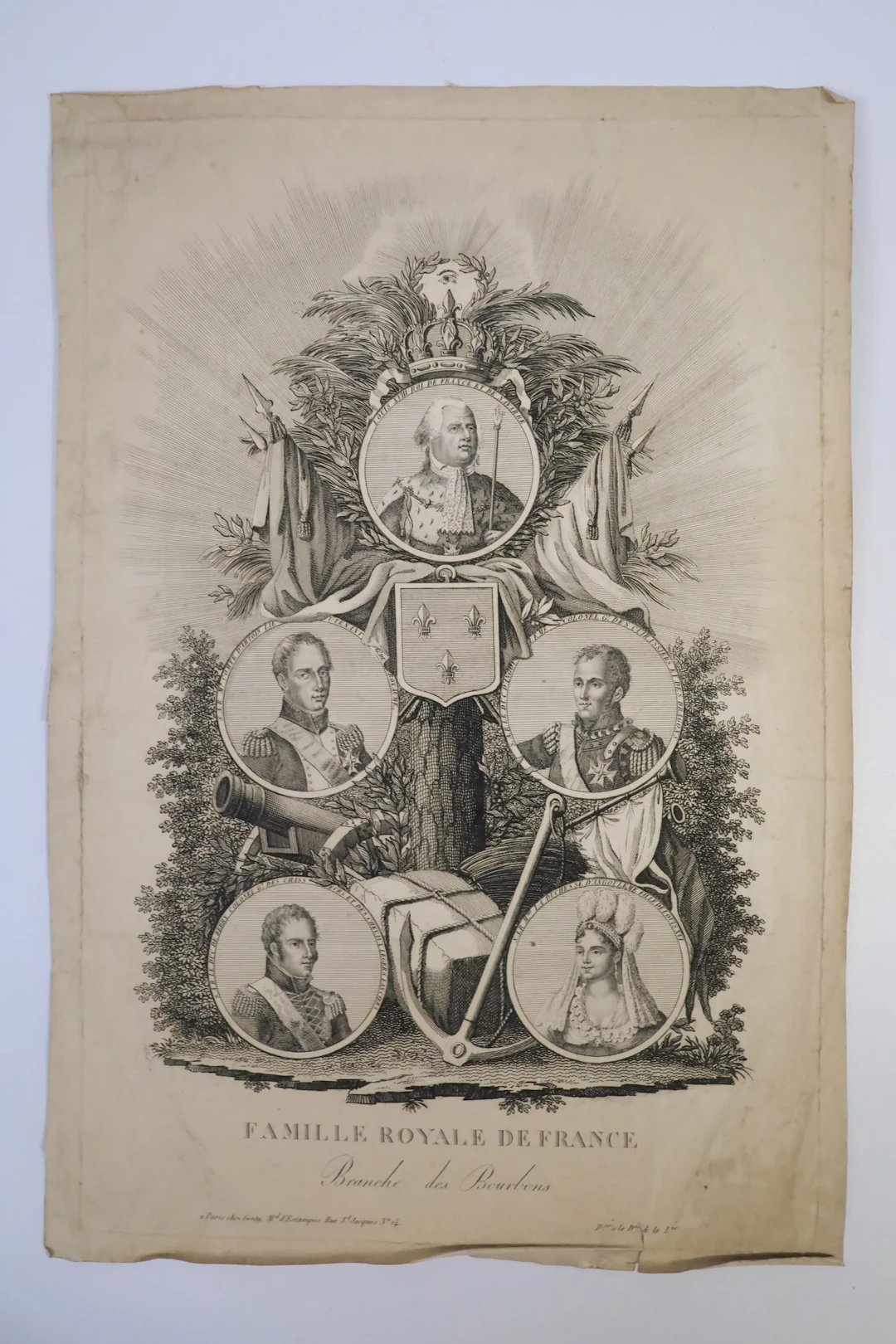 FRANSKT KOPPARSTICK. "Famille Royale de France – Branche des Bourbons".