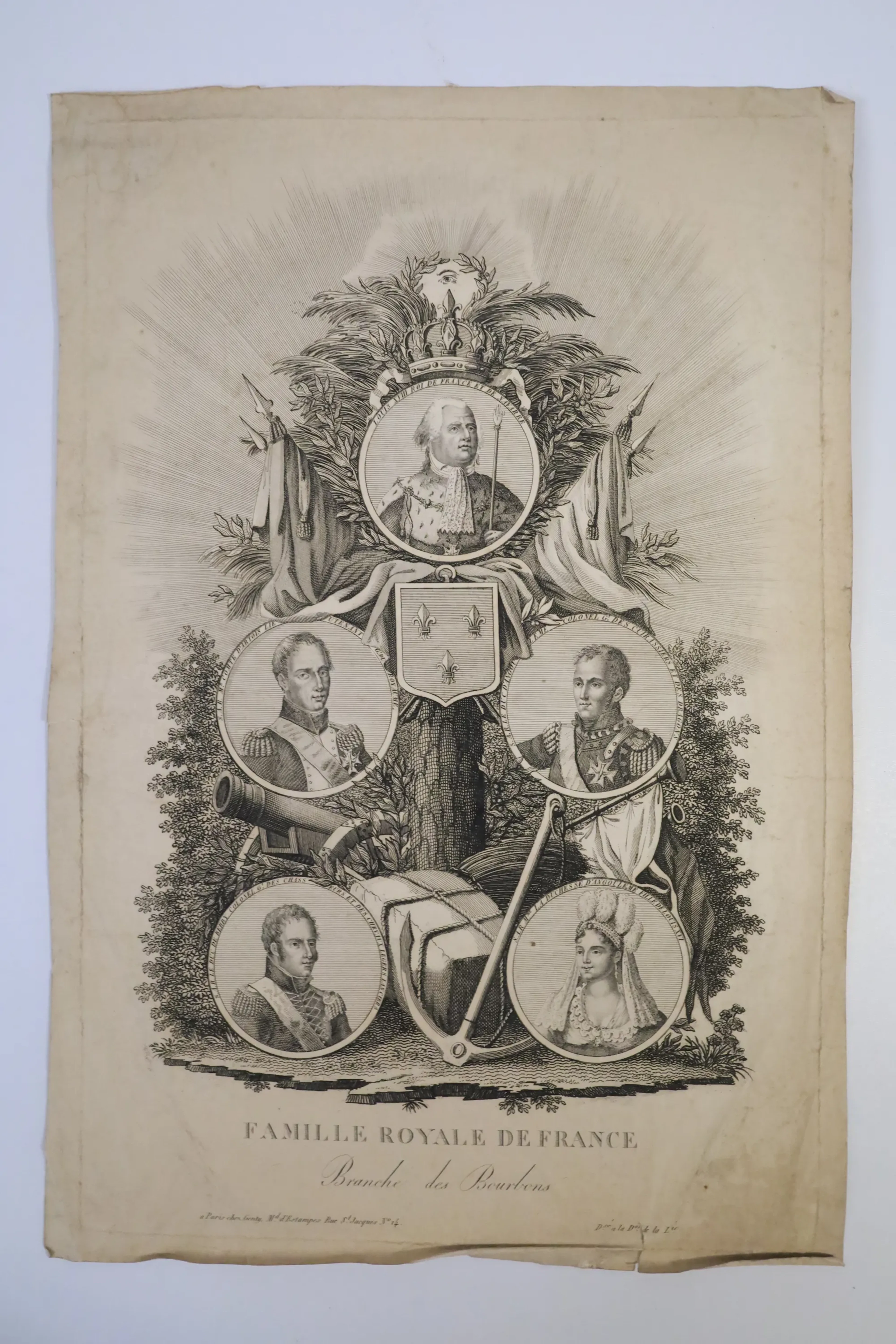 FRANSKT KOPPARSTICK. "Famille Royale de France – Branche des Bourbons".