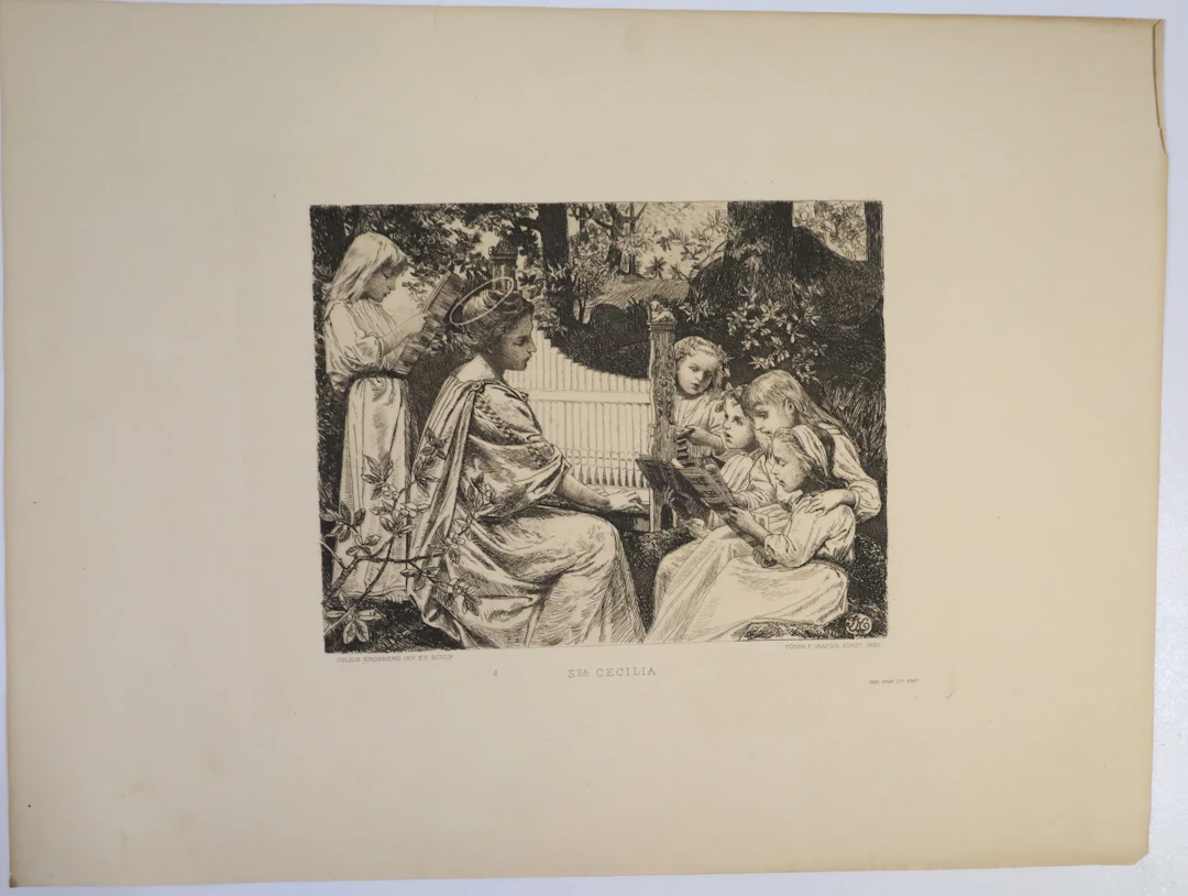 JULIUS KRONBERG (1850–1921), grafiskt blad, etsning, ”Sta Cecilia”