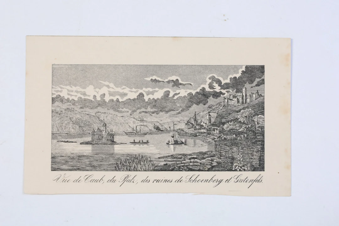 TYSKLAND, KAUB VID RHEN MED PFALZGRAFENSTEIN, GUTENFELS OCH SCHÖNBERG