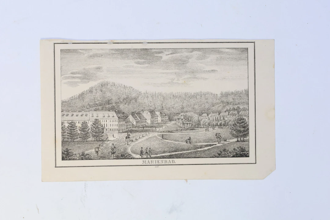 TJECKIEN/HISTORISKT BÖHMEN – MARIENBAD, PANORAMAVY ÖVER KURORTEN