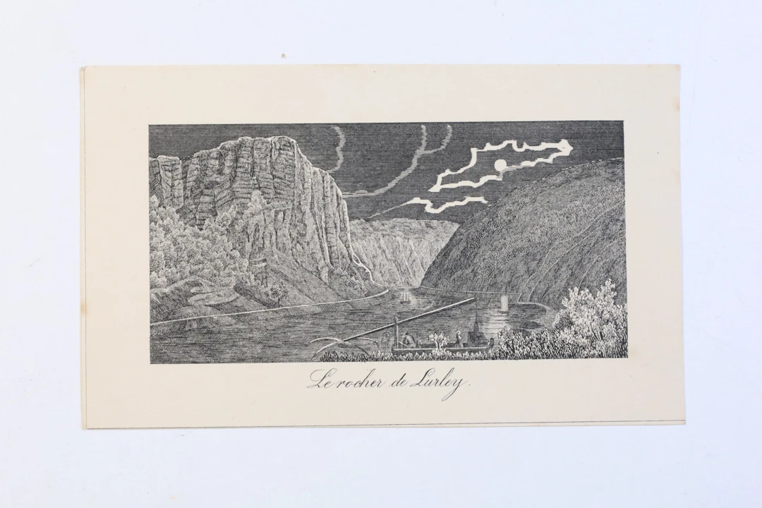 TYSKLAND. LORELEY VID RHEN, ”Le rocher de Lurley”, stålstick, 1800-tal.