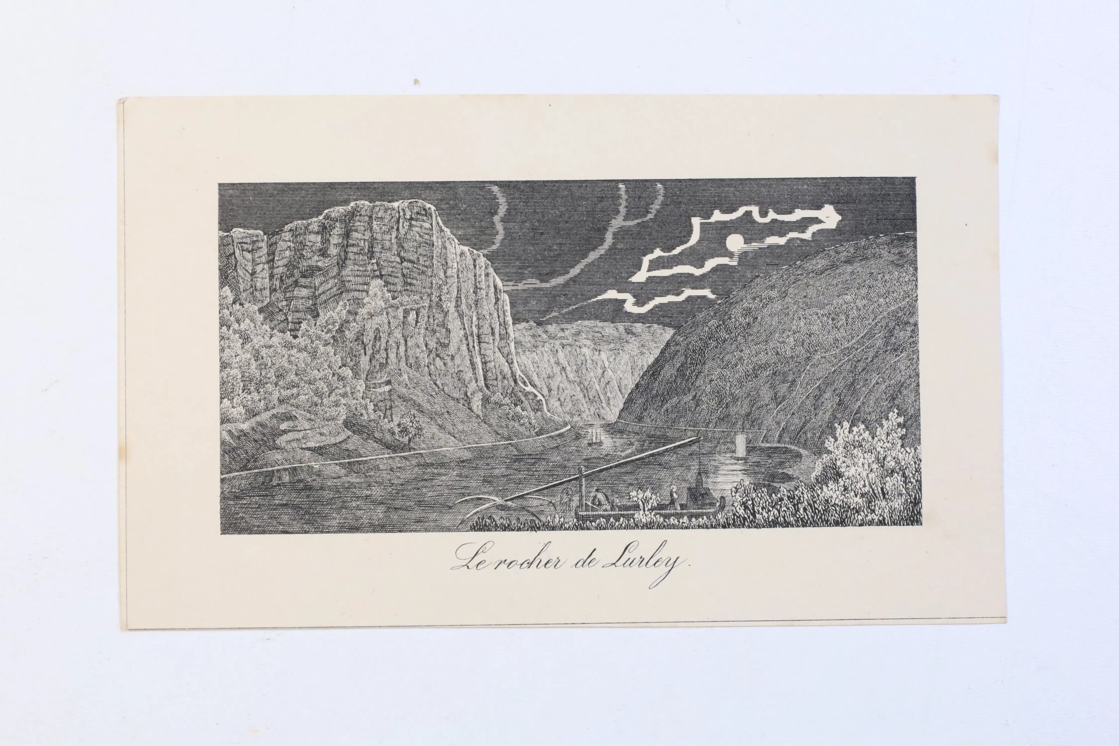 TYSKLAND. LORELEY VID RHEN, ”Le rocher de Lurley”, stålstick, 1800-tal.