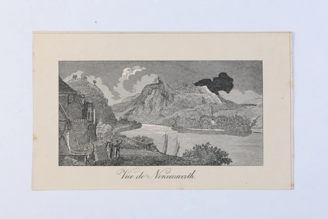 TYSKLAND. NONNENWERTH VID RHEN, ”Vue de Nonnenwerth”, stålstick, omkring